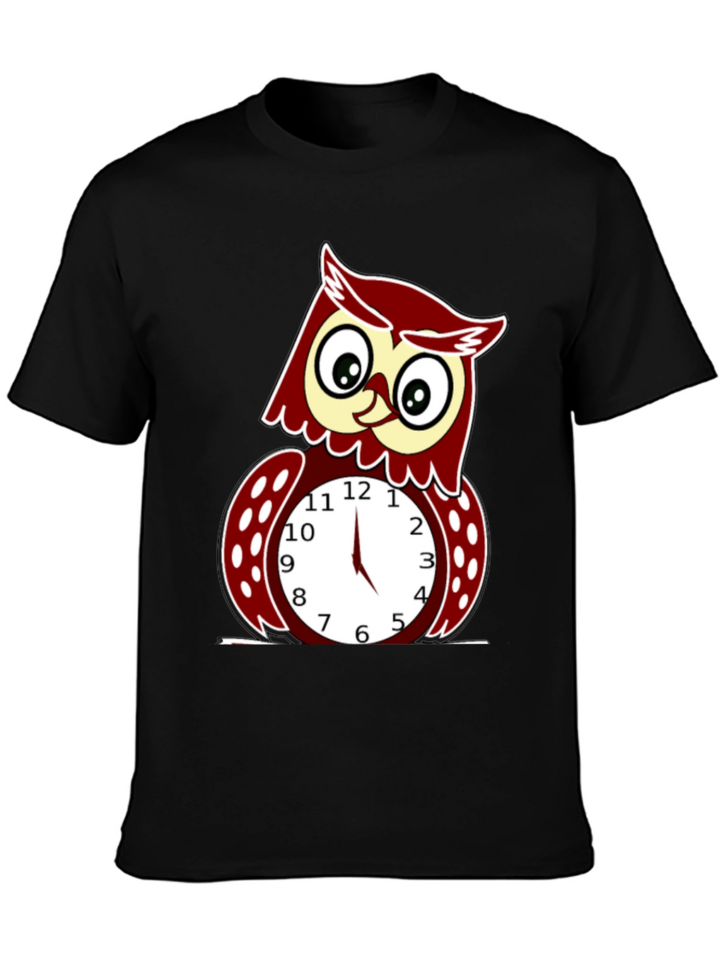 Funny Owl Clock Graphic T-Shirt - Mens