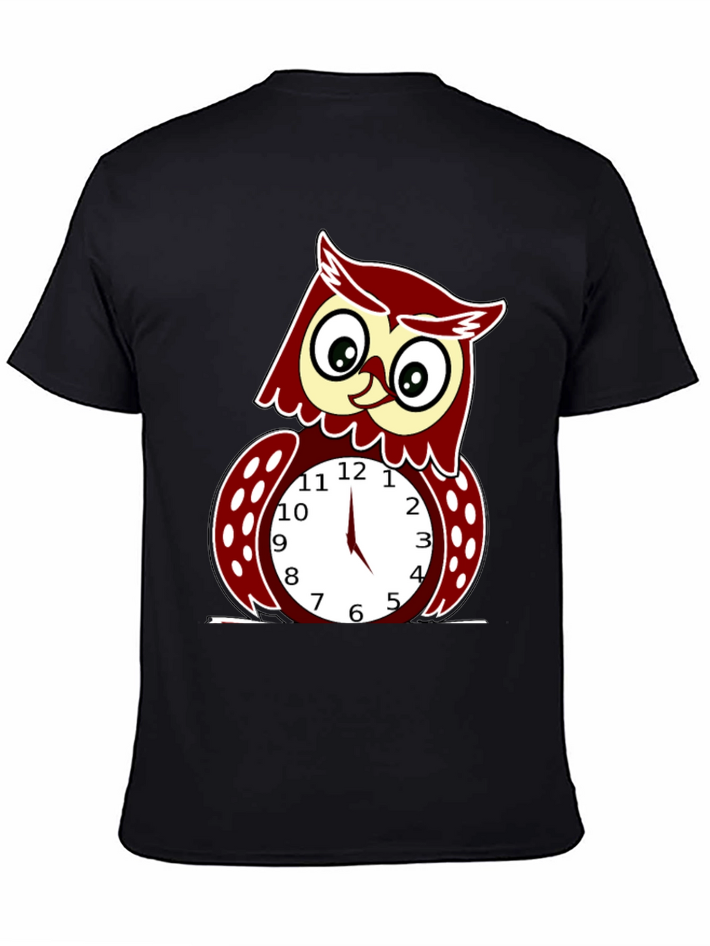 Funny Owl Clock Graphic T-Shirt - Mens