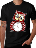 Funny Owl Clock Graphic T-Shirt - Mens