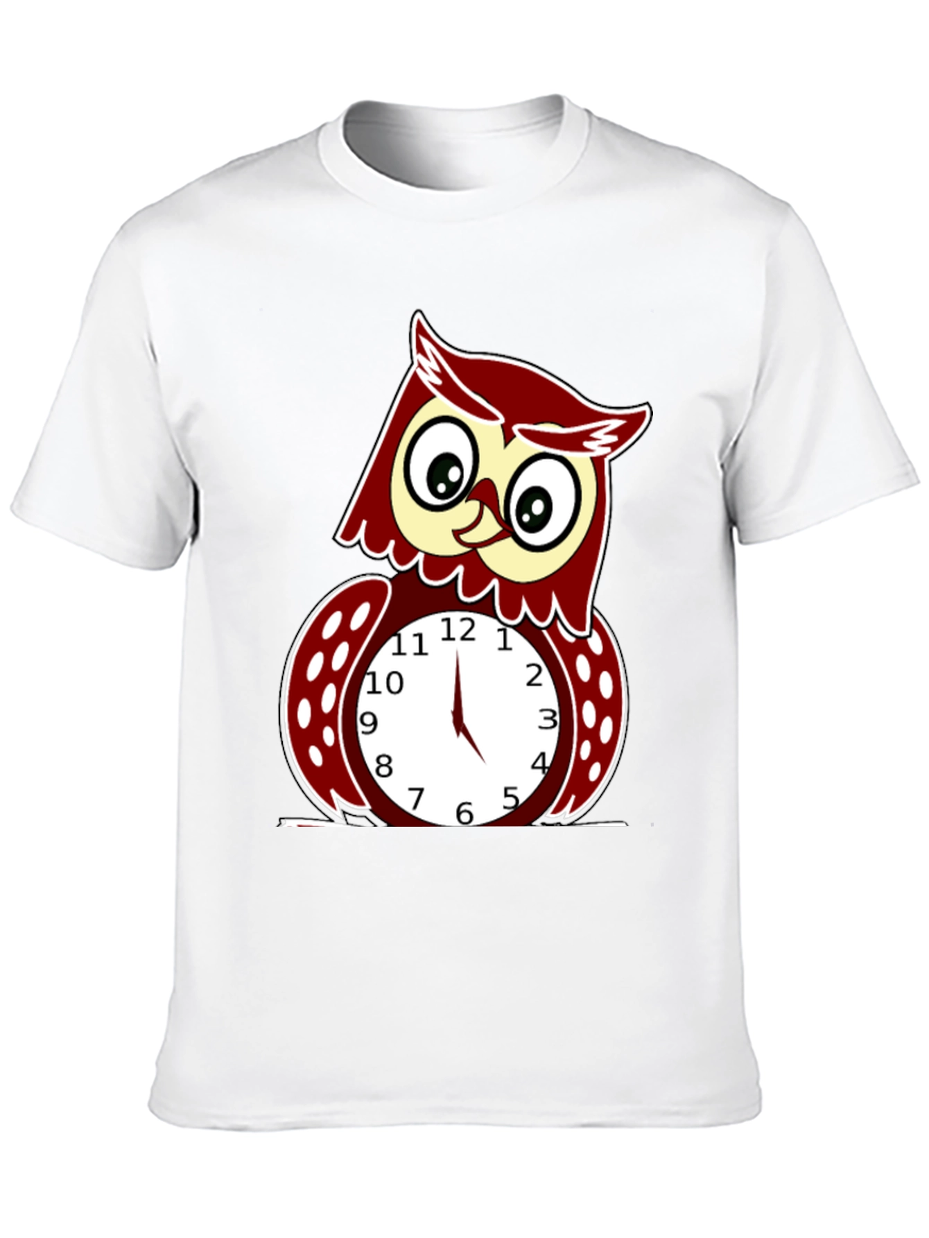 Funny Owl Clock Graphic T-Shirt - Mens