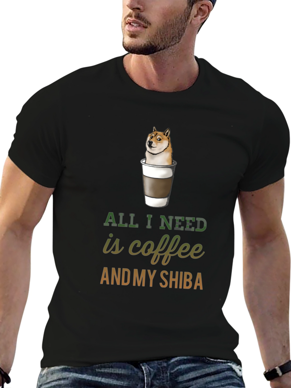 Coffee & Shiba T-Shirt - Dog Lover Tee