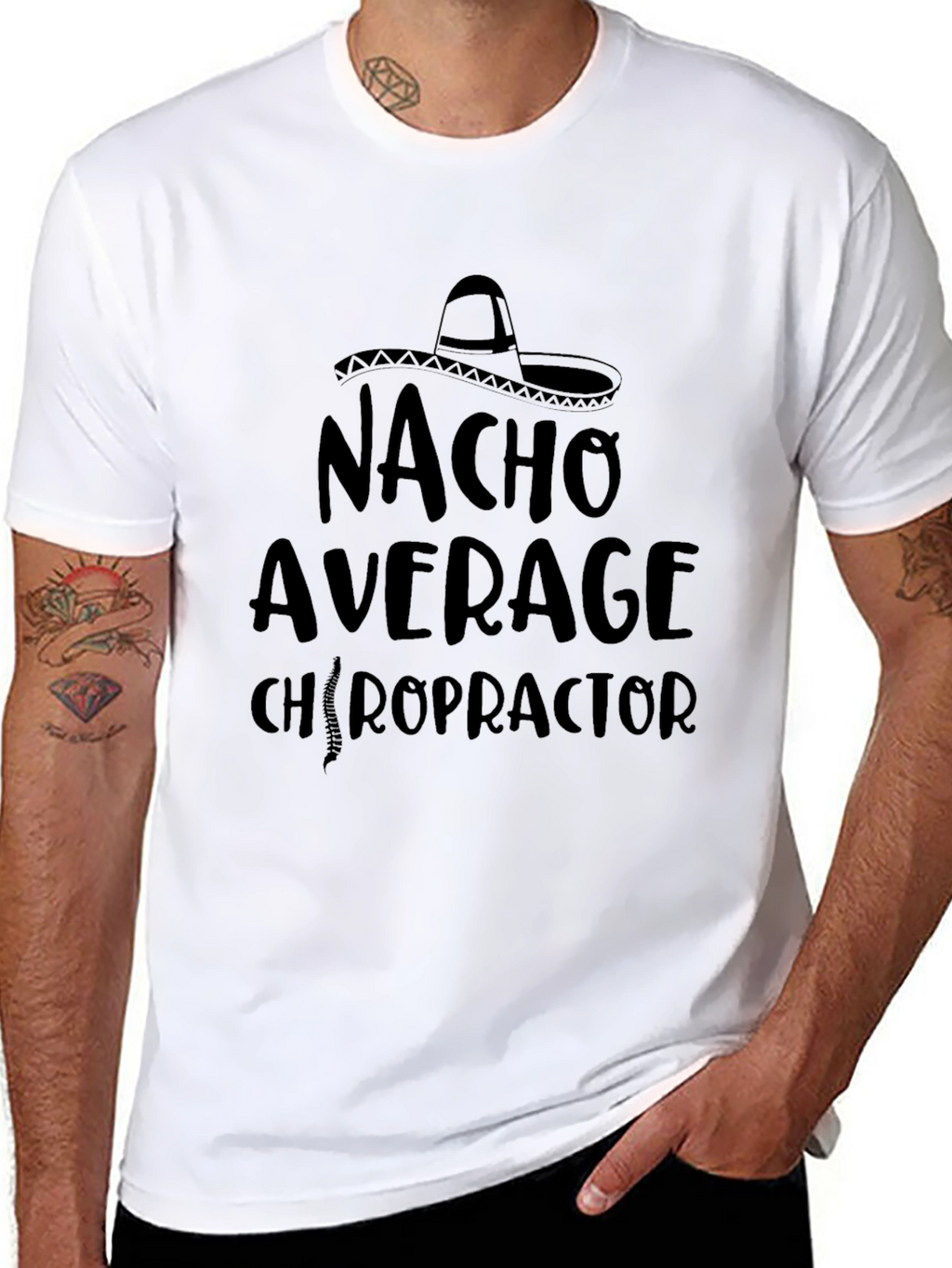 Nacho Average Chiropractor Black Graphic T-Shirt