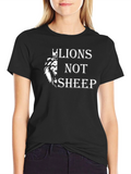 Lions Not Sheep Graphic Tee - Black Cotton T-Shirt