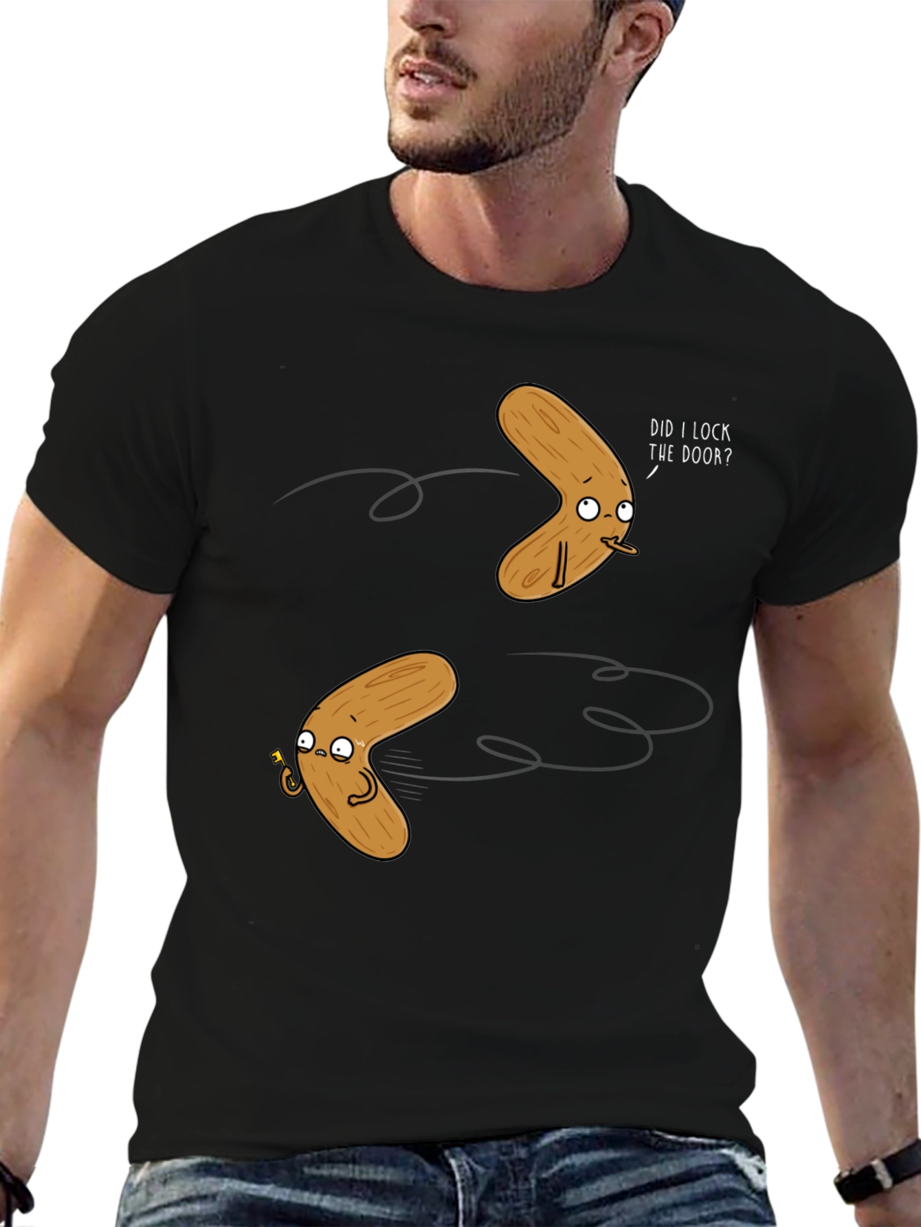 Humorous Boomerang Graphic T-Shirt - Black