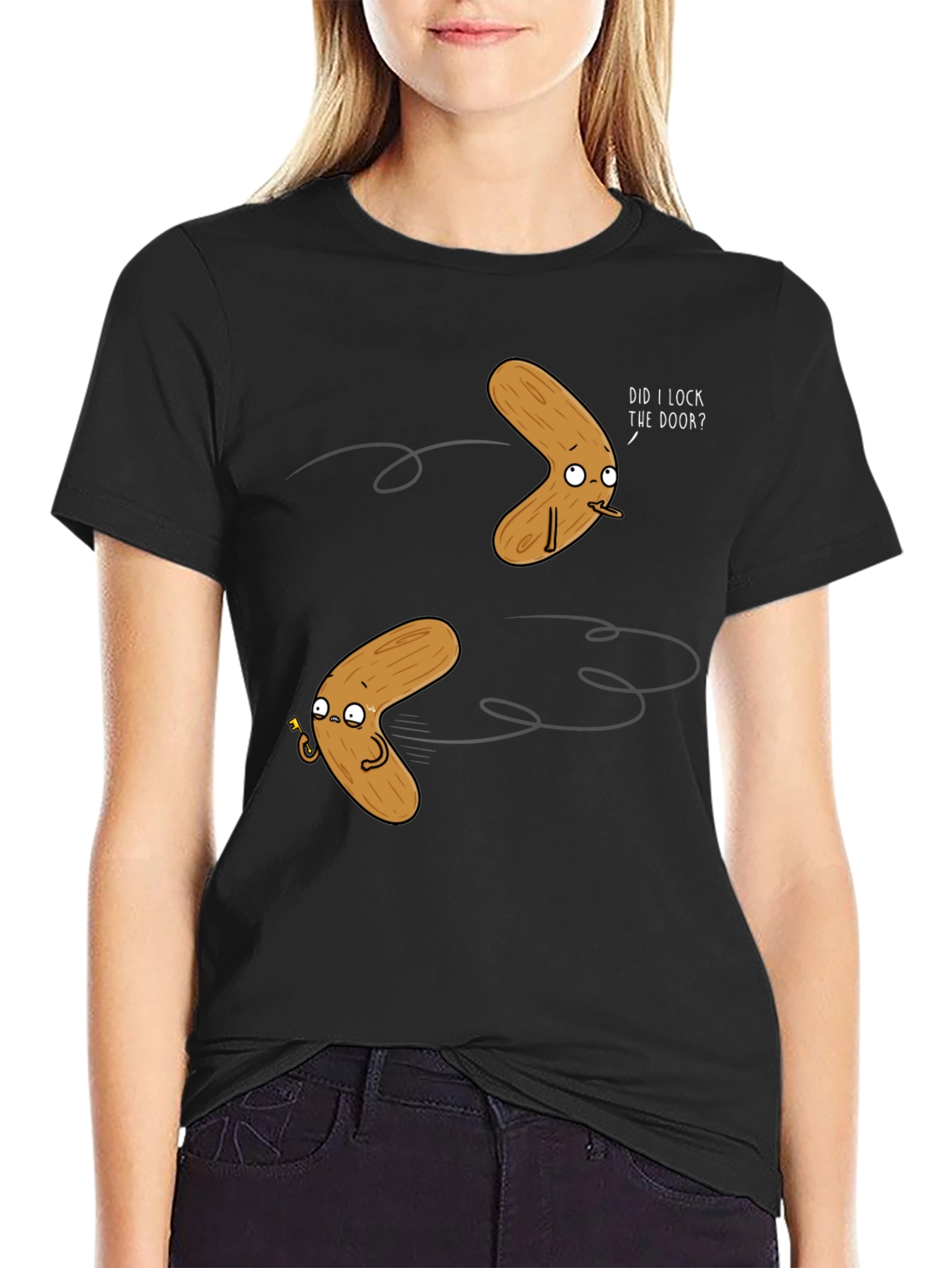 Humorous Boomerang Graphic T-Shirt - Black