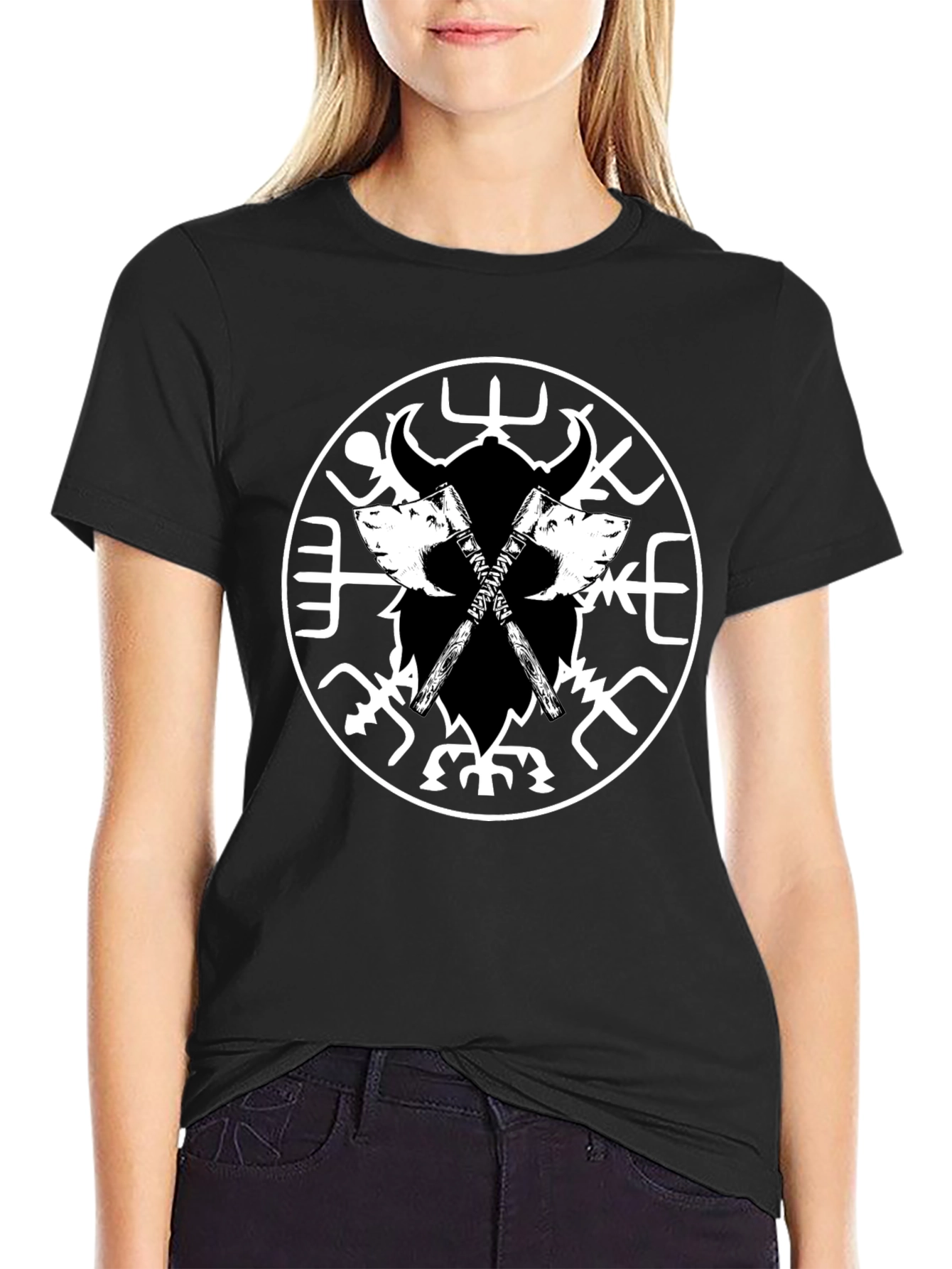 Viking Axe Black T-Shirt - Nordic Warrior Design
