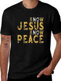 Know Jesus Know Peace Black Graphic T-Shirt