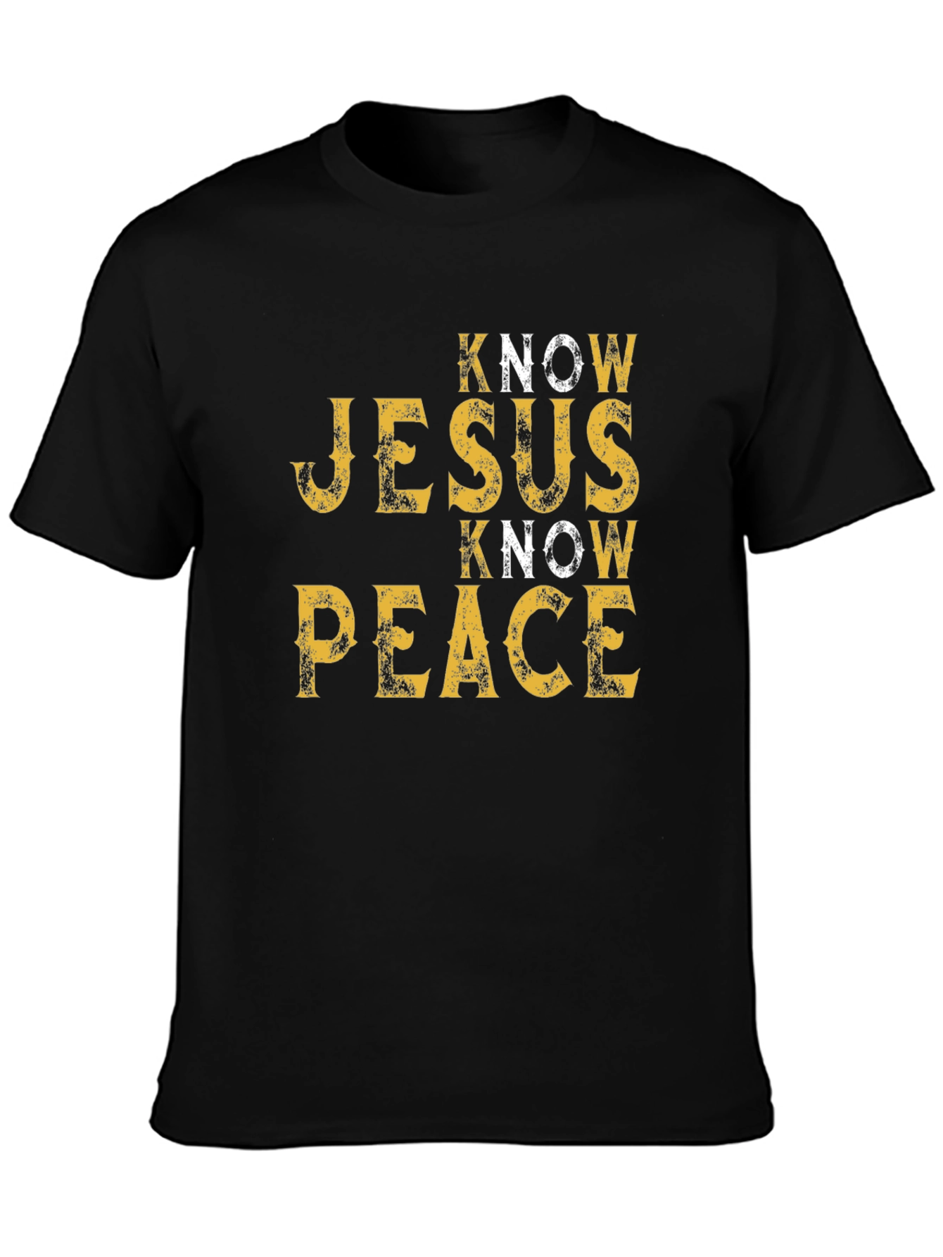Know Jesus Know Peace Black Graphic T-Shirt
