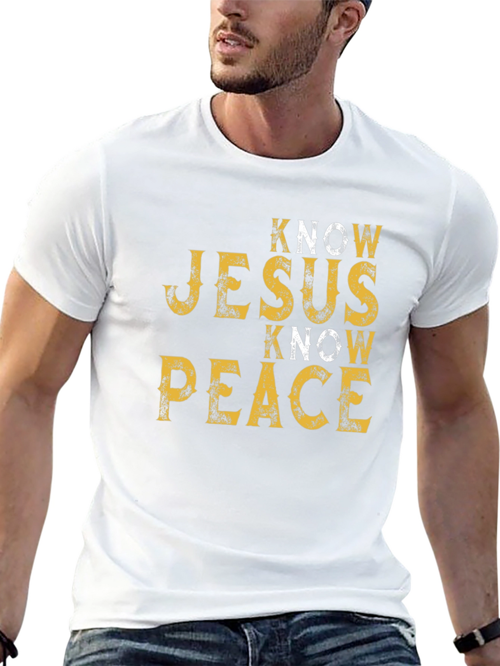 Know Jesus Know Peace Black Graphic T-Shirt