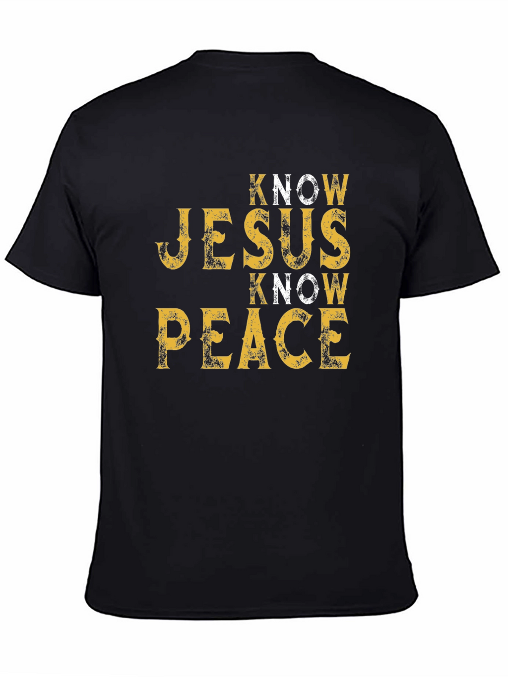 Know Jesus Know Peace Black Graphic T-Shirt