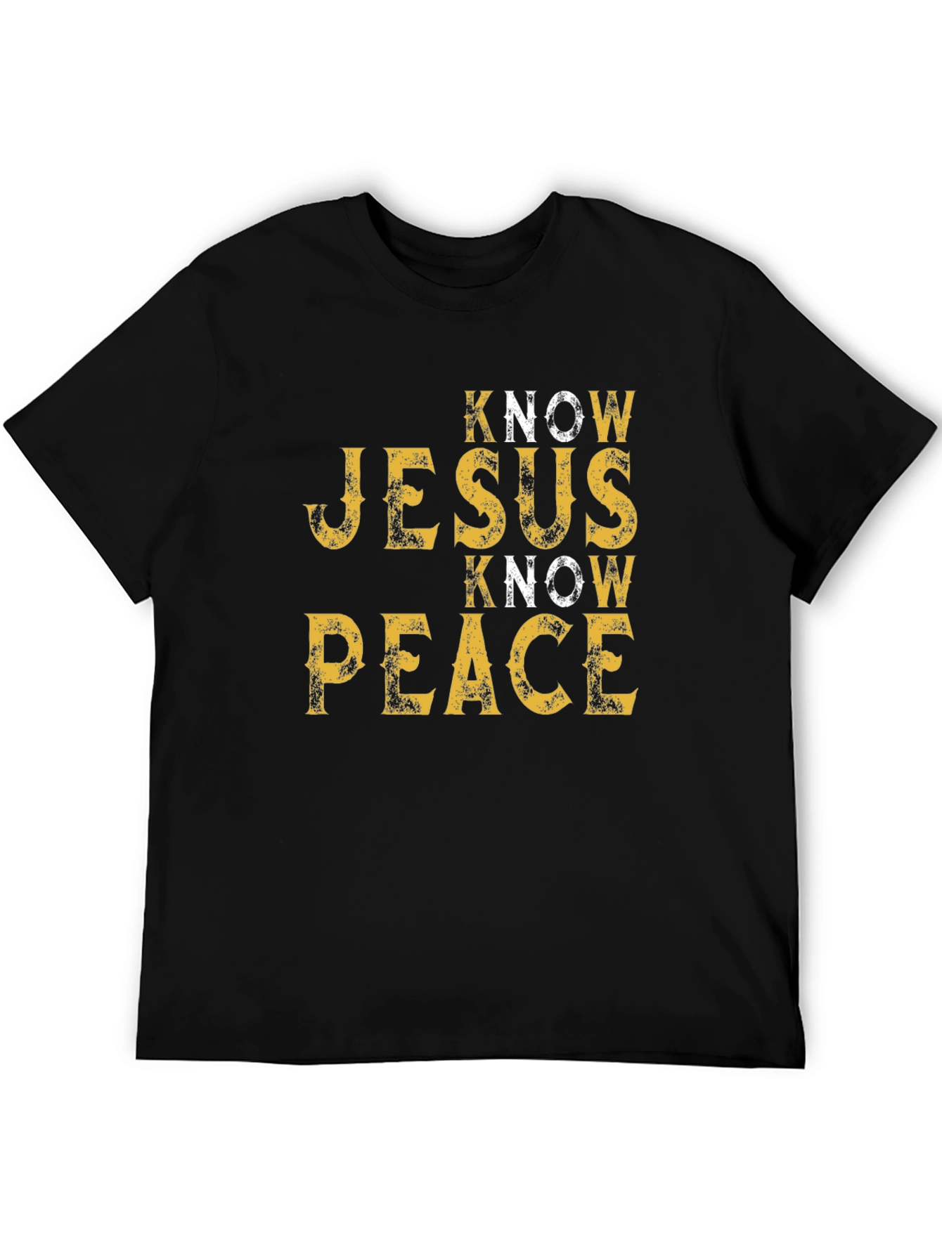 Know Jesus Know Peace Black Graphic T-Shirt