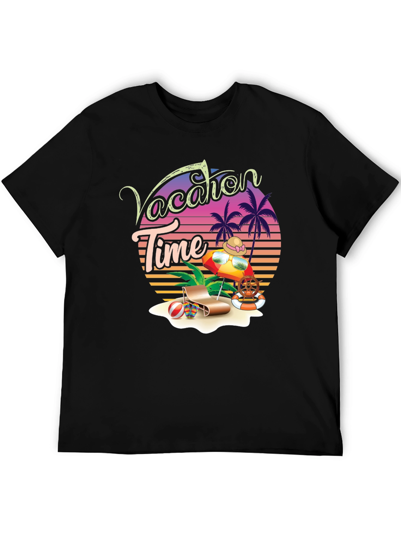 Vacation Time Graphic Tee - Tropical Summer Holiday Shirt