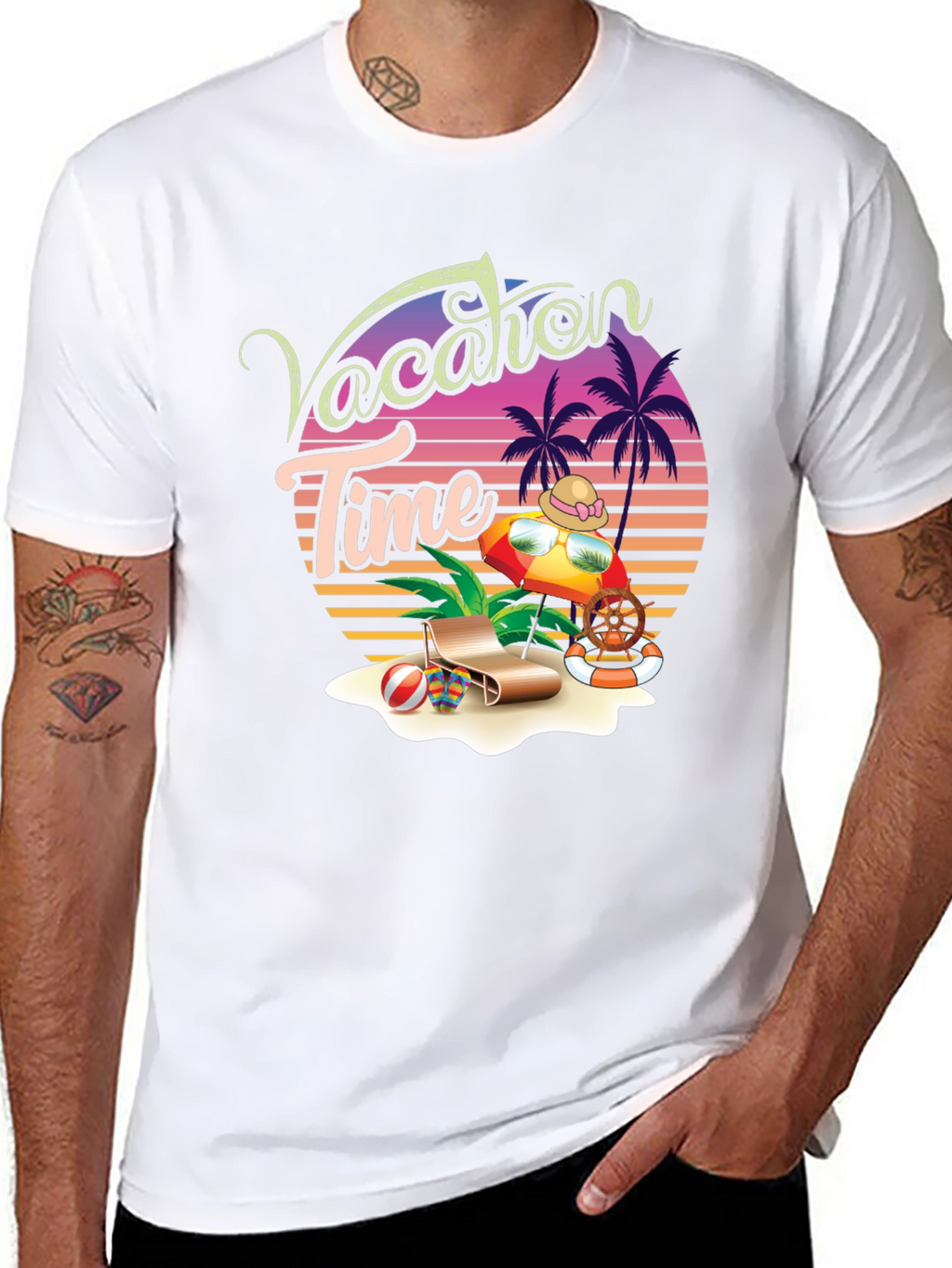 Vacation Time Graphic Tee - Tropical Summer Holiday Shirt