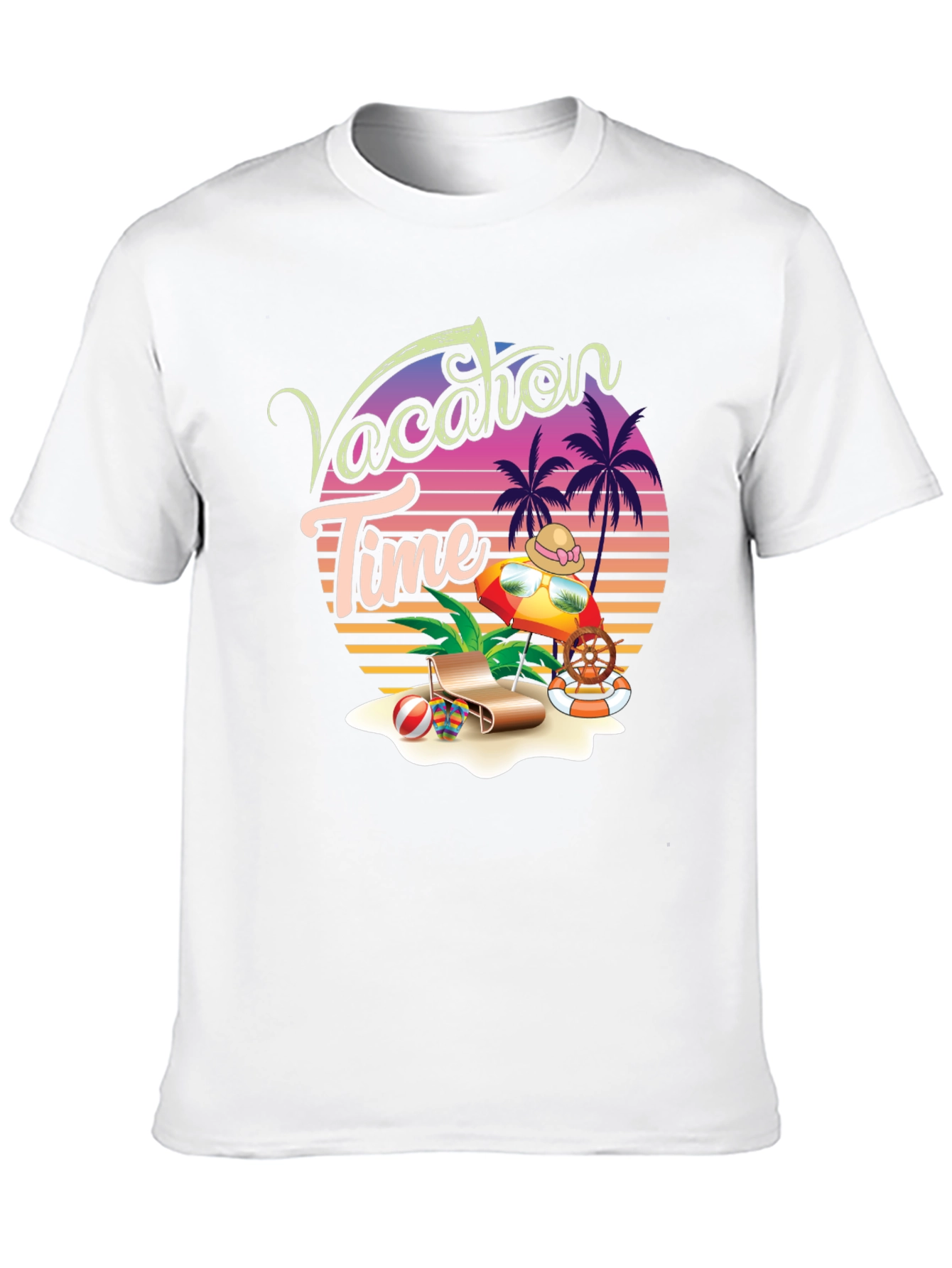 Vacation Time Graphic Tee - Tropical Summer Holiday Shirt