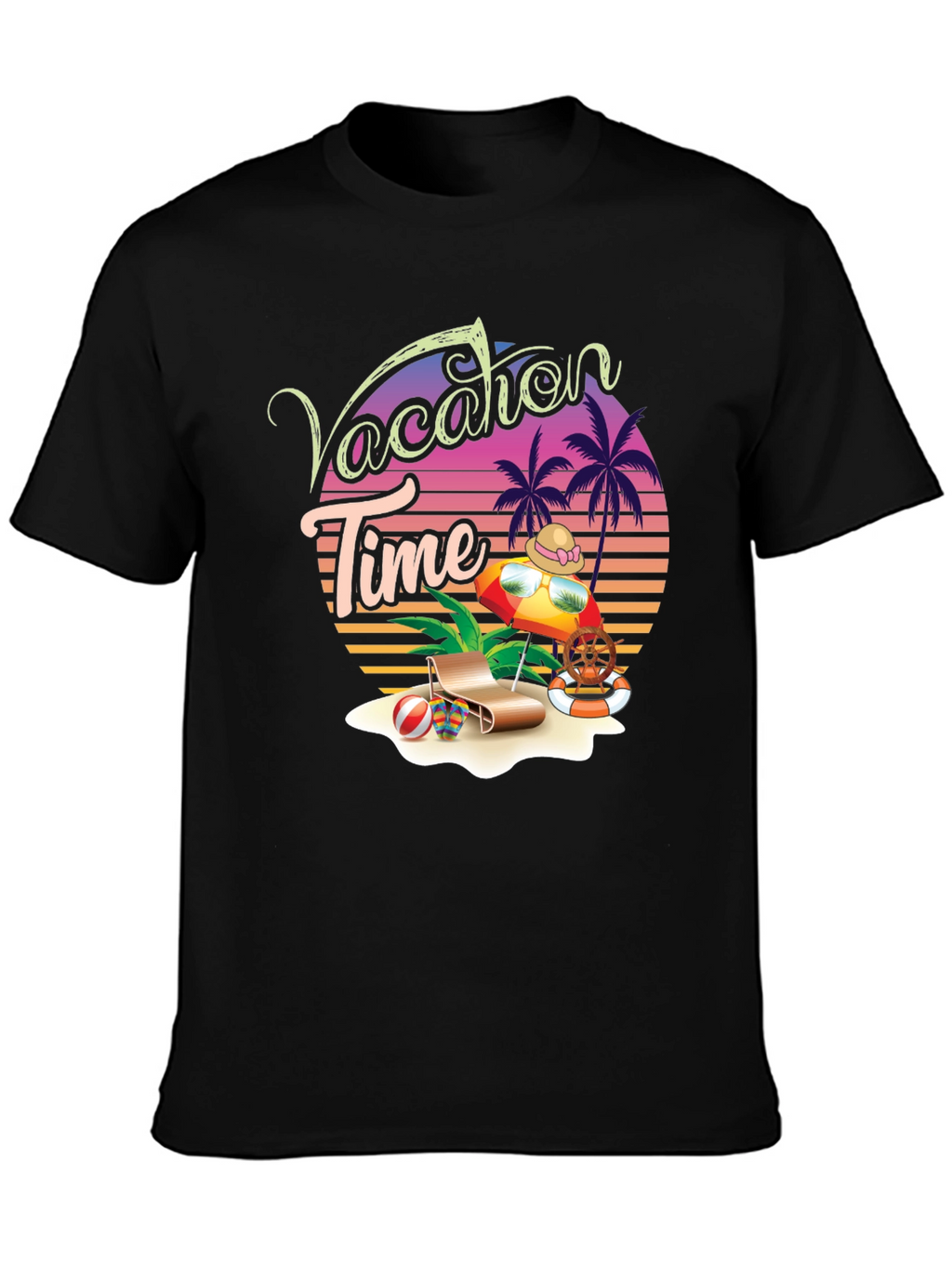 Vacation Time Graphic Tee - Tropical Summer Holiday Shirt