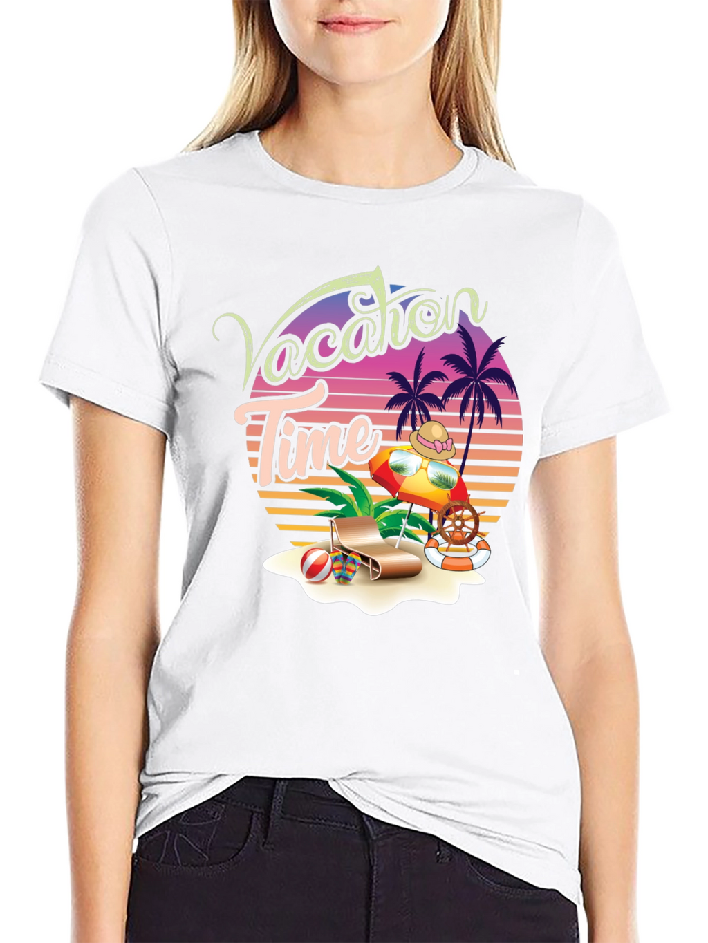 Vacation Time Graphic Tee - Tropical Summer Holiday Shirt