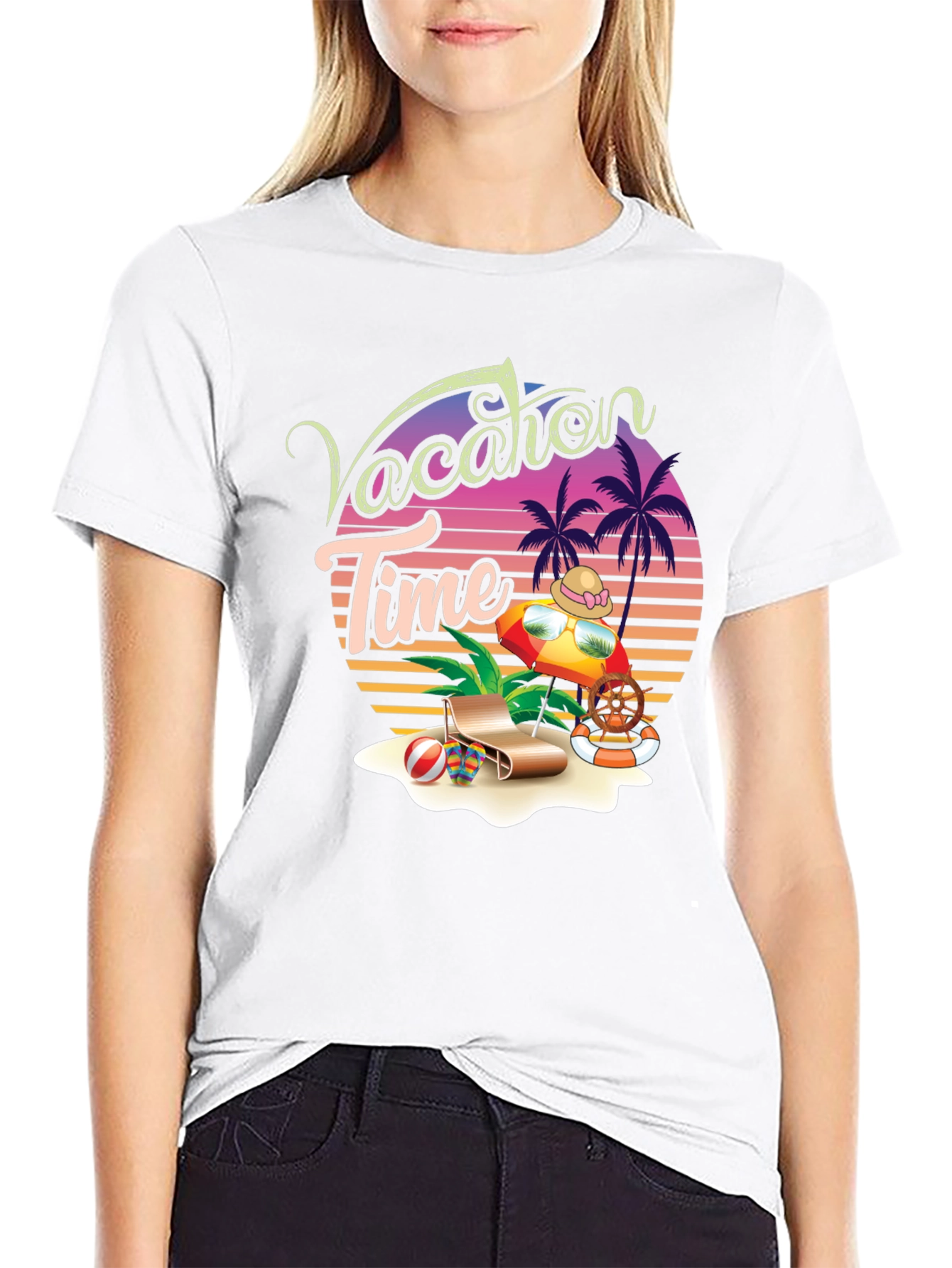 Vacation Time Graphic Tee - Tropical Summer Holiday Shirt