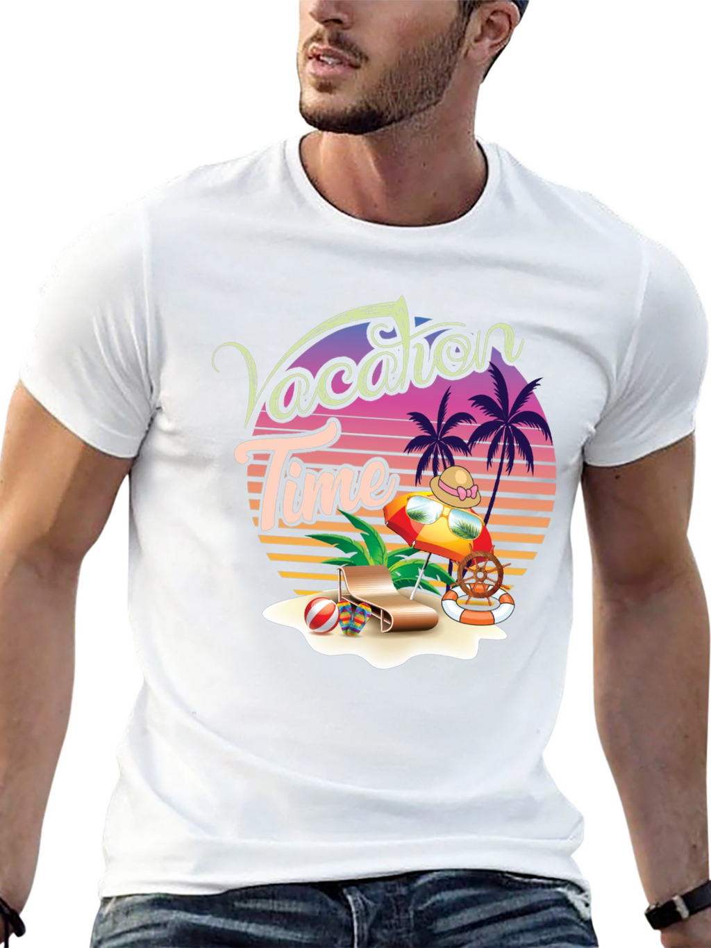 Vacation Time Graphic Tee - Tropical Summer Holiday Shirt