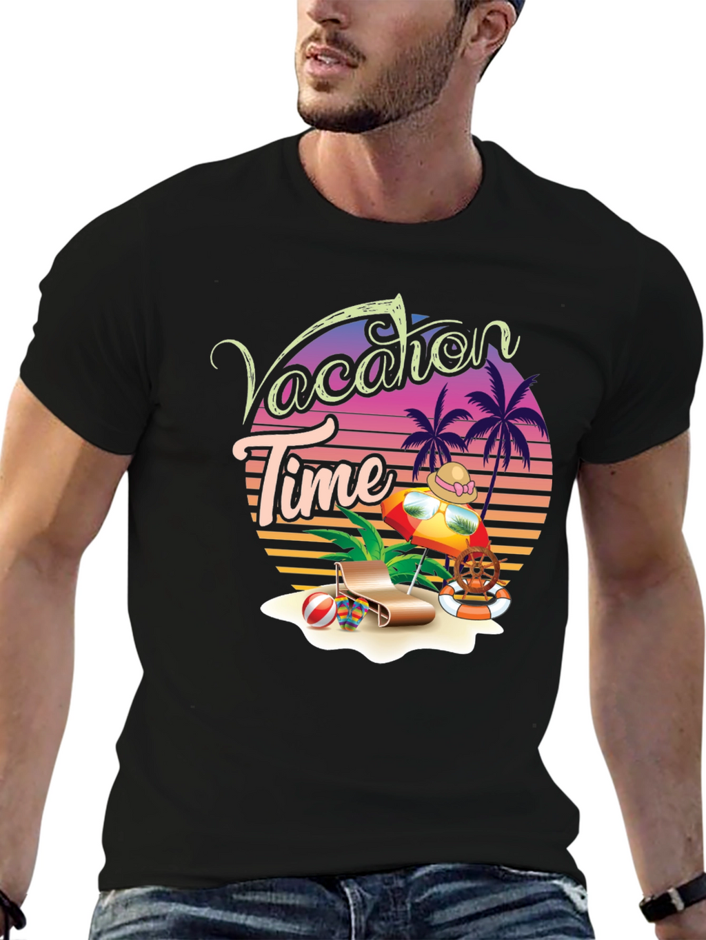 Vacation Time Graphic Tee - Tropical Summer Holiday Shirt