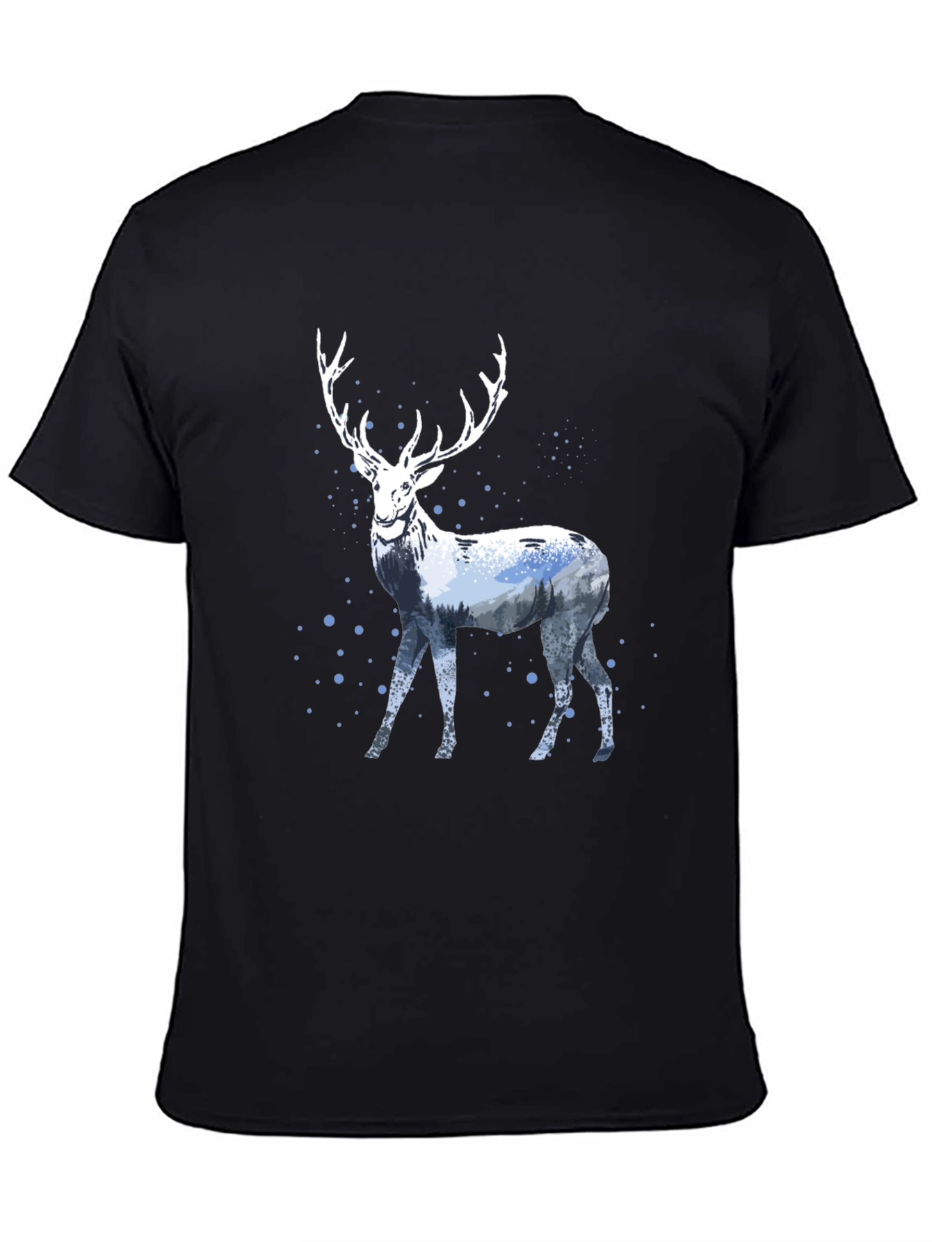 Winter Stag Graphic Tee - Black Cotton Blend
