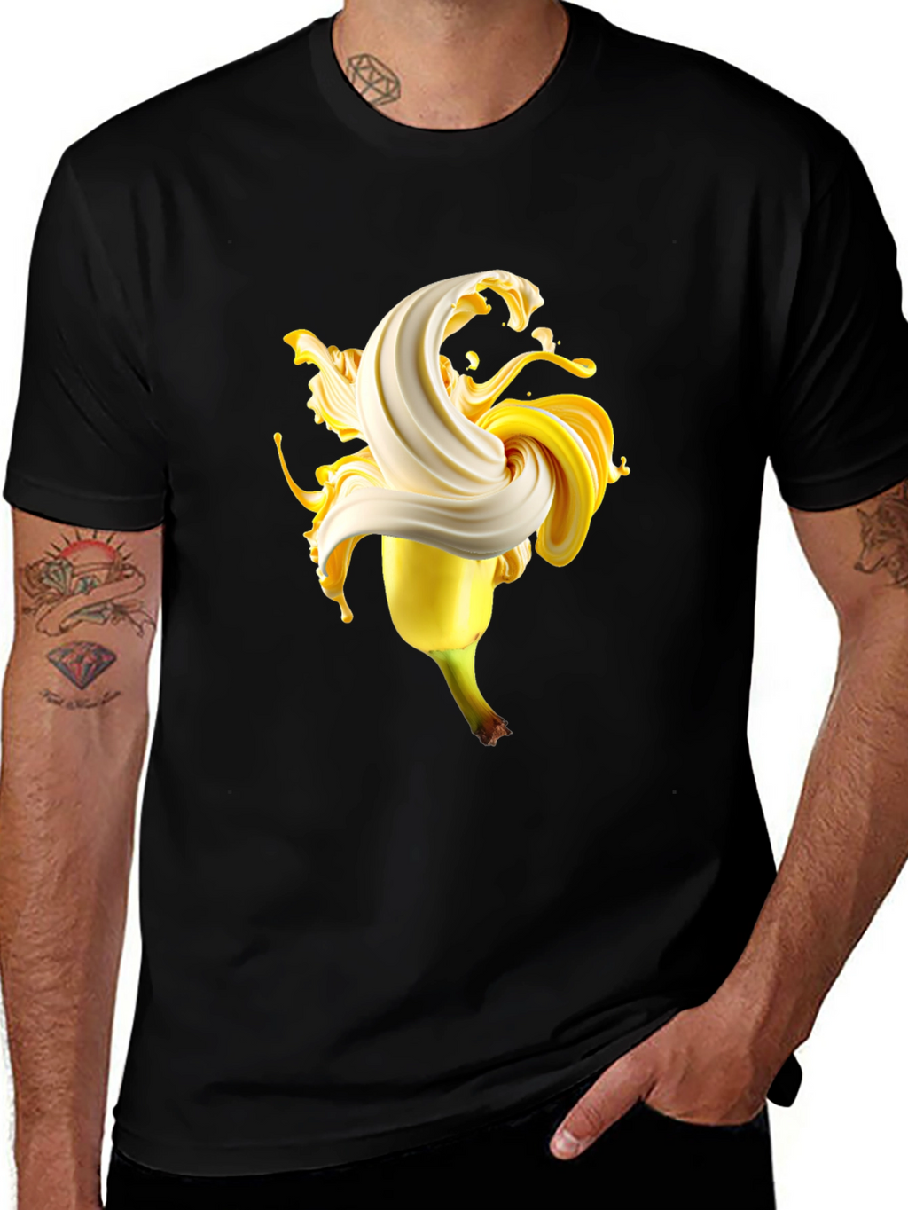 Banana Swirl Graphic Tee - Black