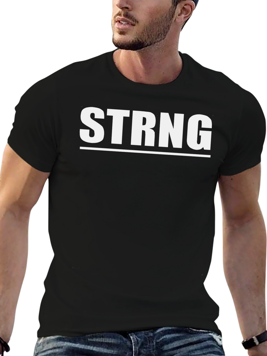 STRNG Graphic Tee - Black Cotton Blend T-Shirt