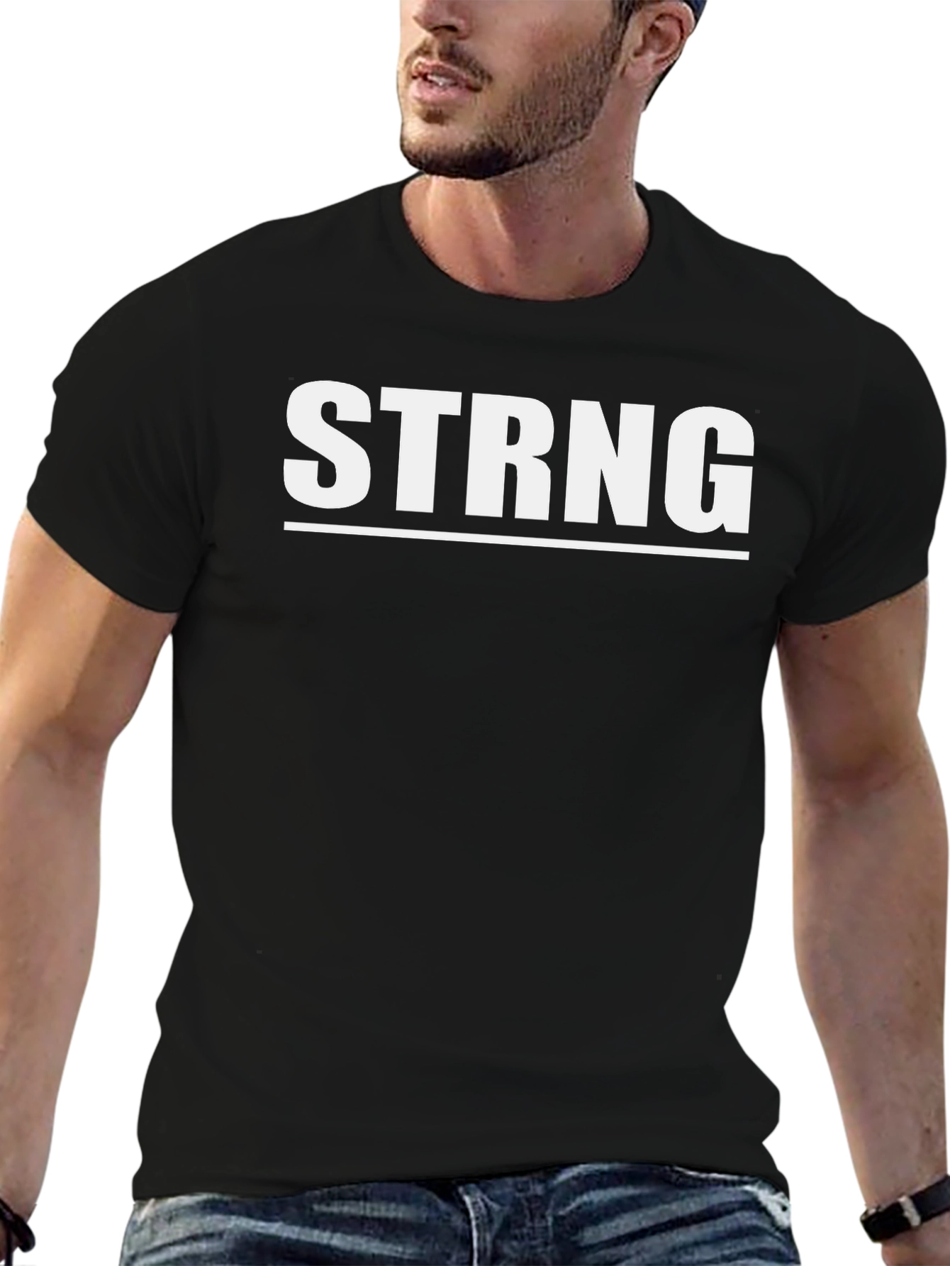 STRNG Graphic Tee - Black Cotton Blend T-Shirt