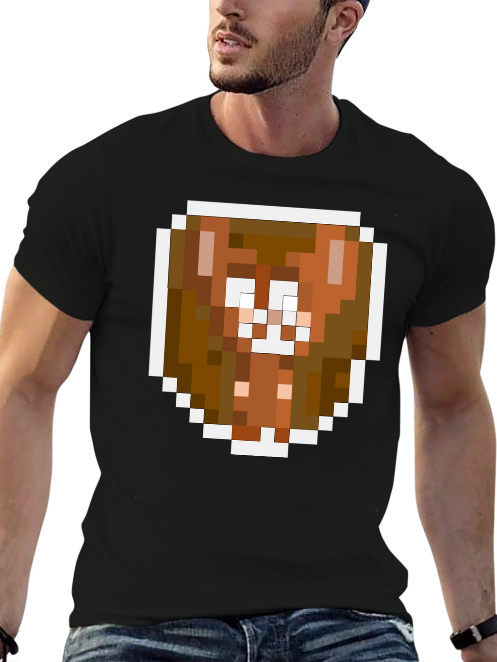 Pixel Art Brown Bear Graphic Tee