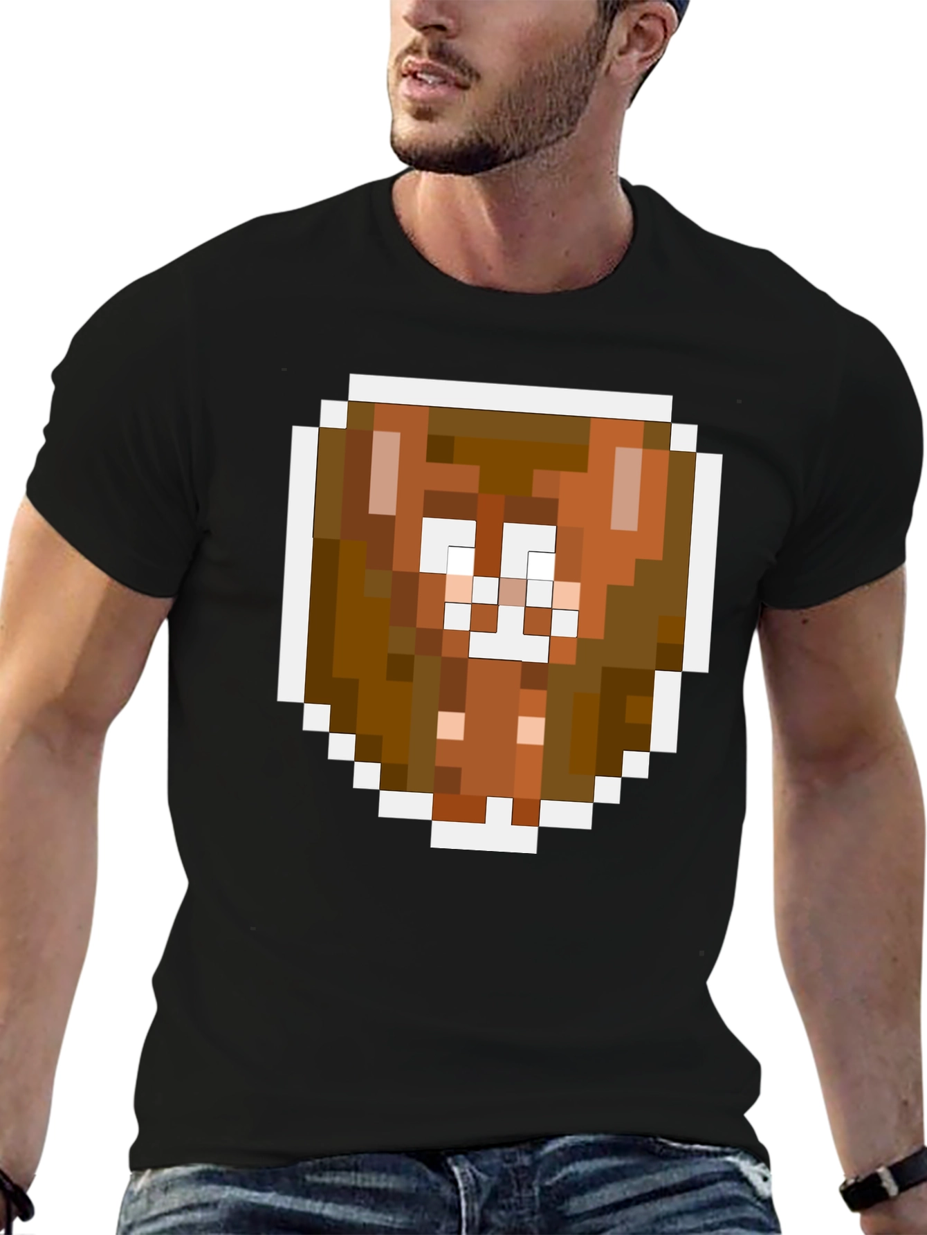 Pixel Art Brown Bear Graphic Tee