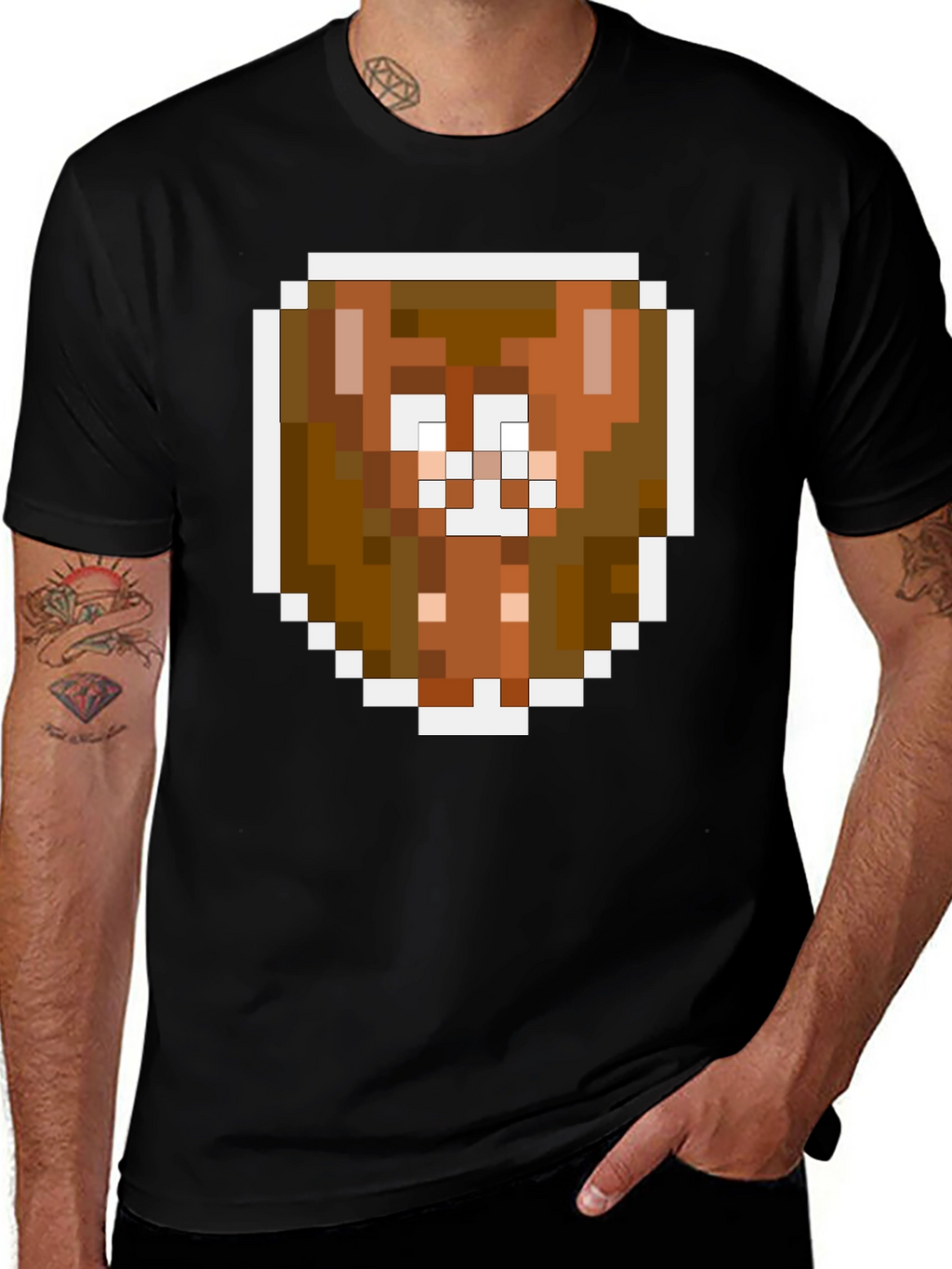 Pixel Art Brown Bear Graphic Tee