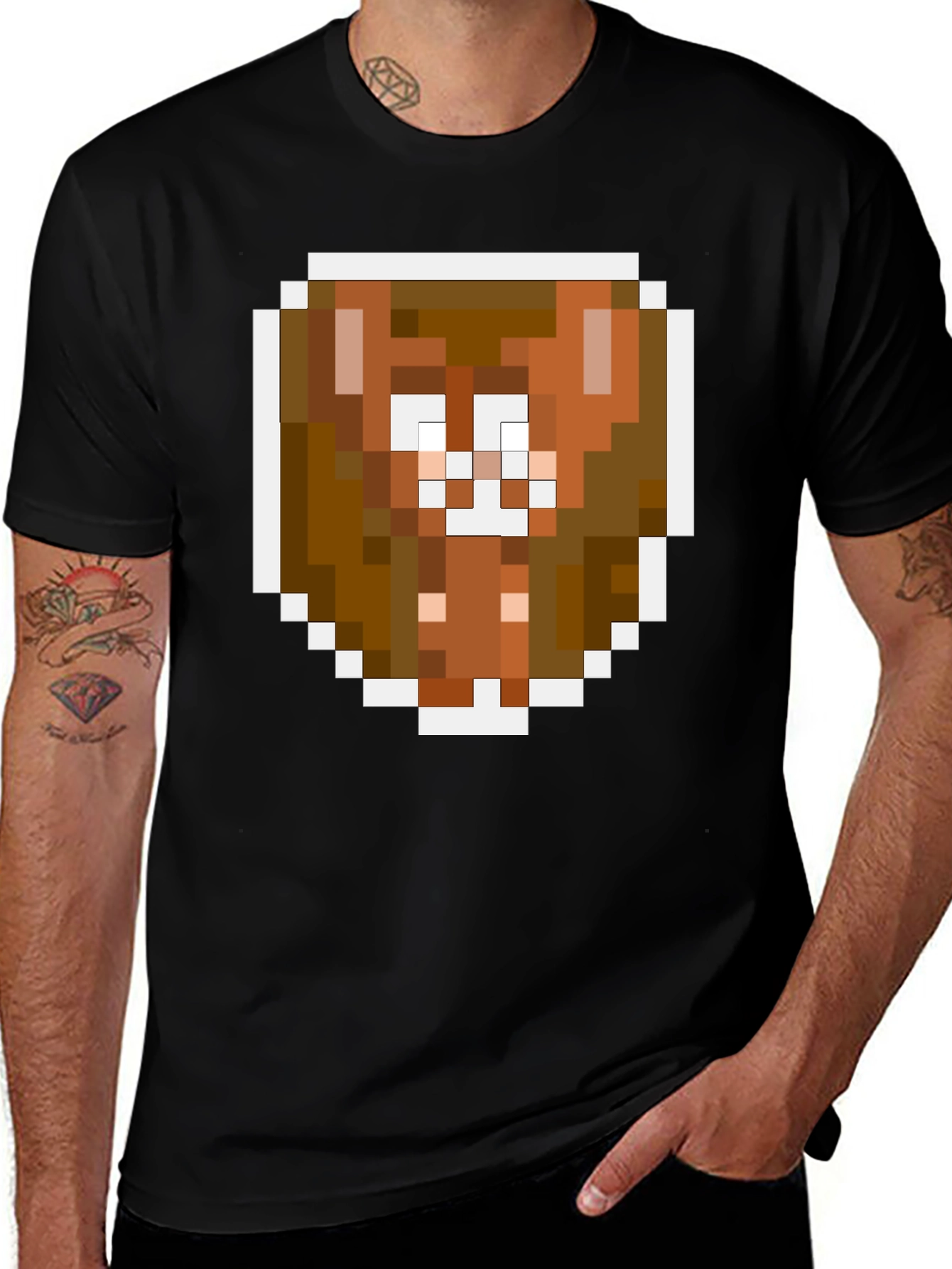 Pixel Art Brown Bear Graphic Tee