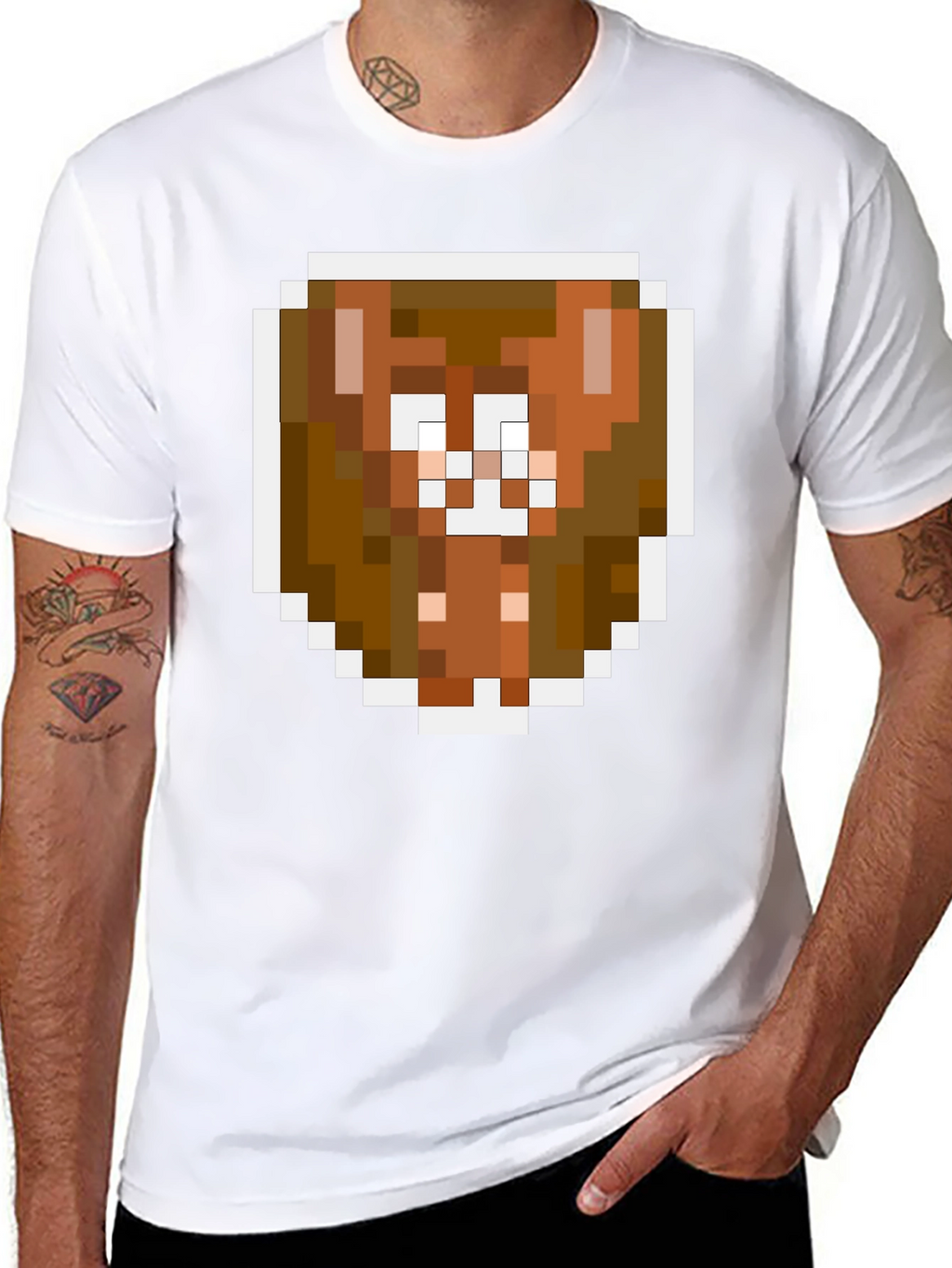 Pixel Art Brown Bear Graphic Tee