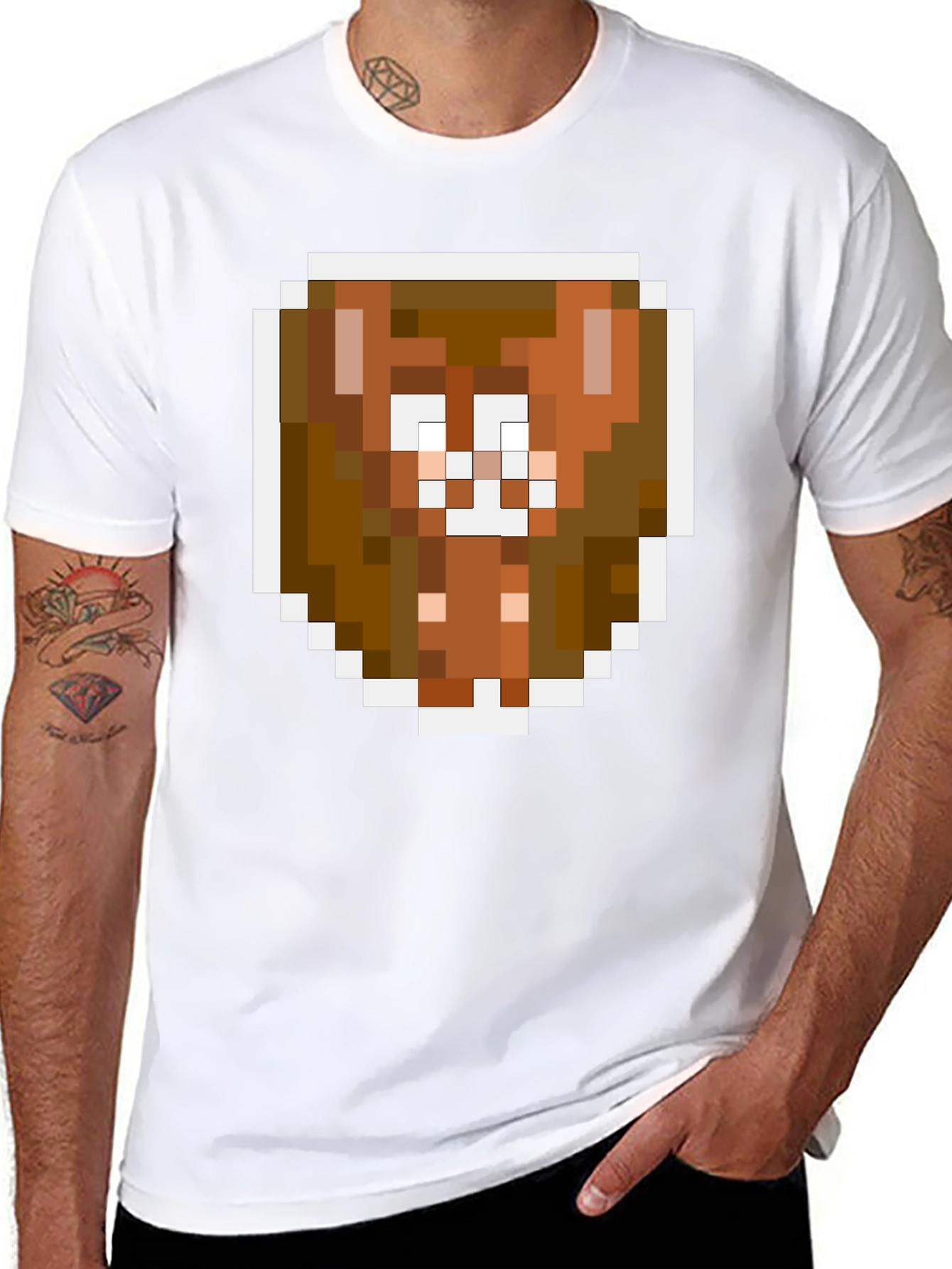 Pixel Art Brown Bear Graphic Tee