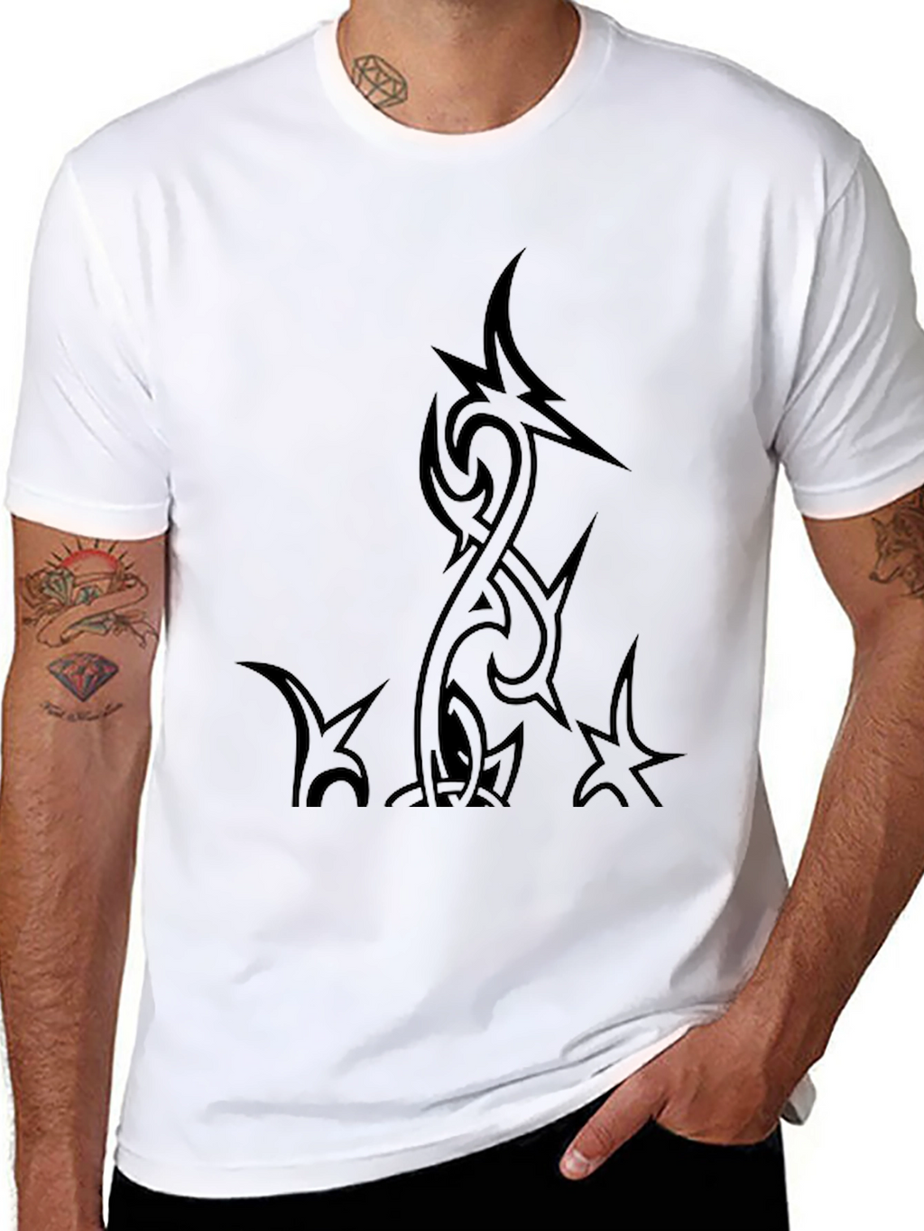 Edgy Tribal Graphic Black T-Shirt