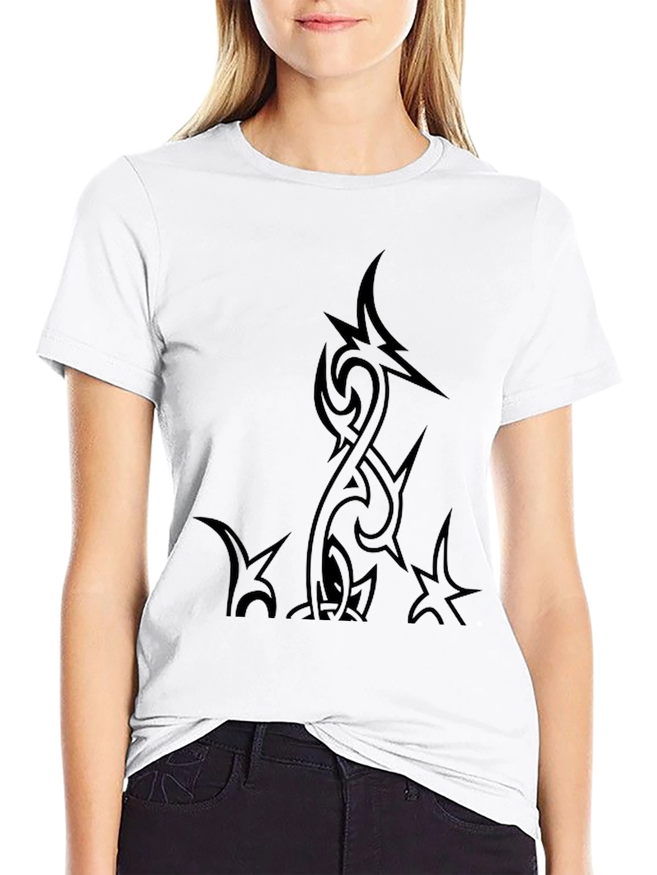 Edgy Tribal Graphic Black T-Shirt