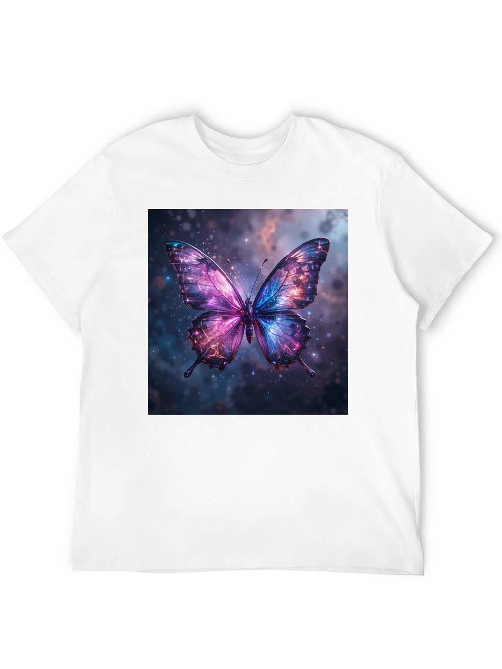 Galaxy Butterfly Graphic Print Black T-Shirt