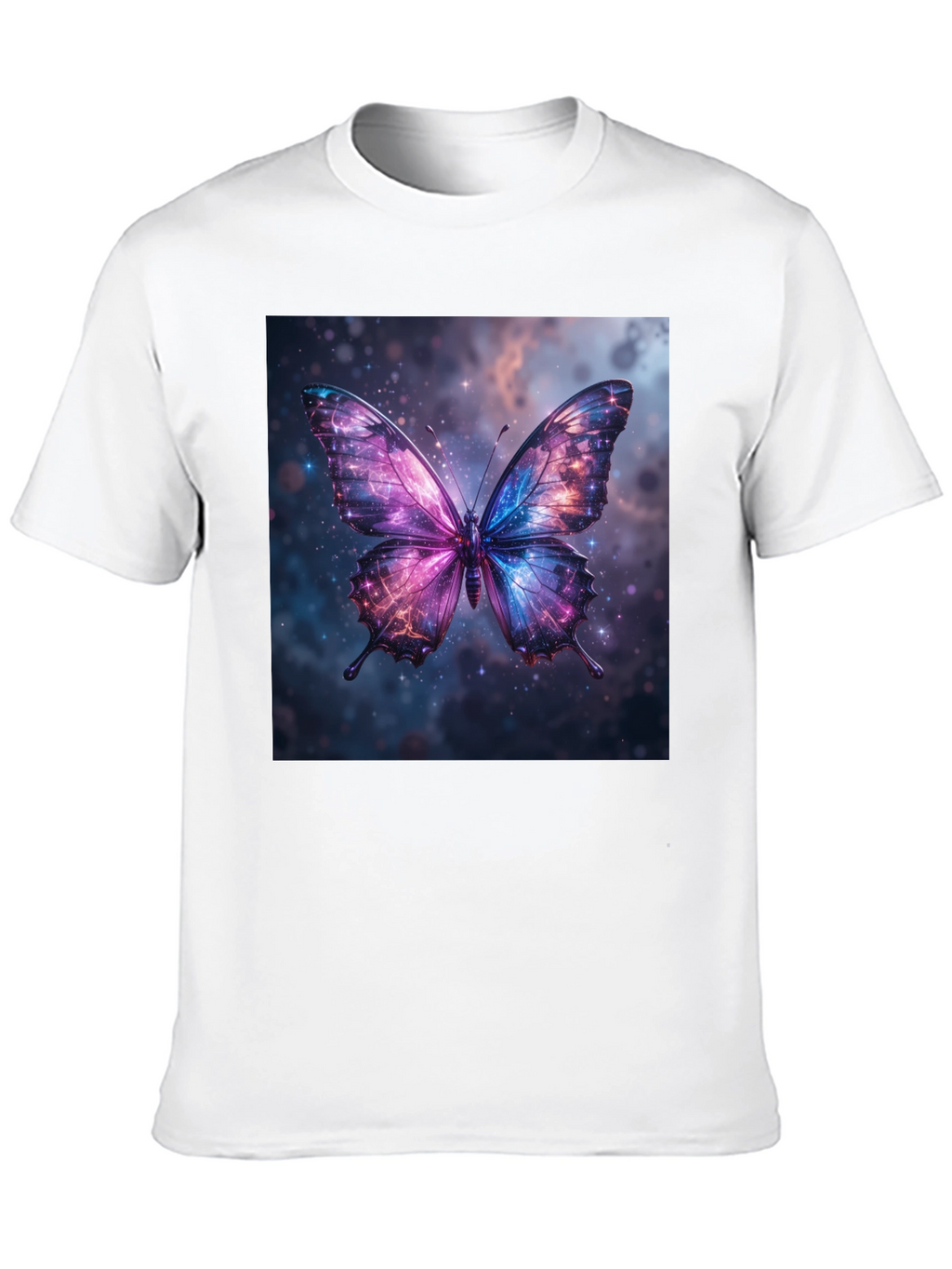 Galaxy Butterfly Graphic Print Black T-Shirt