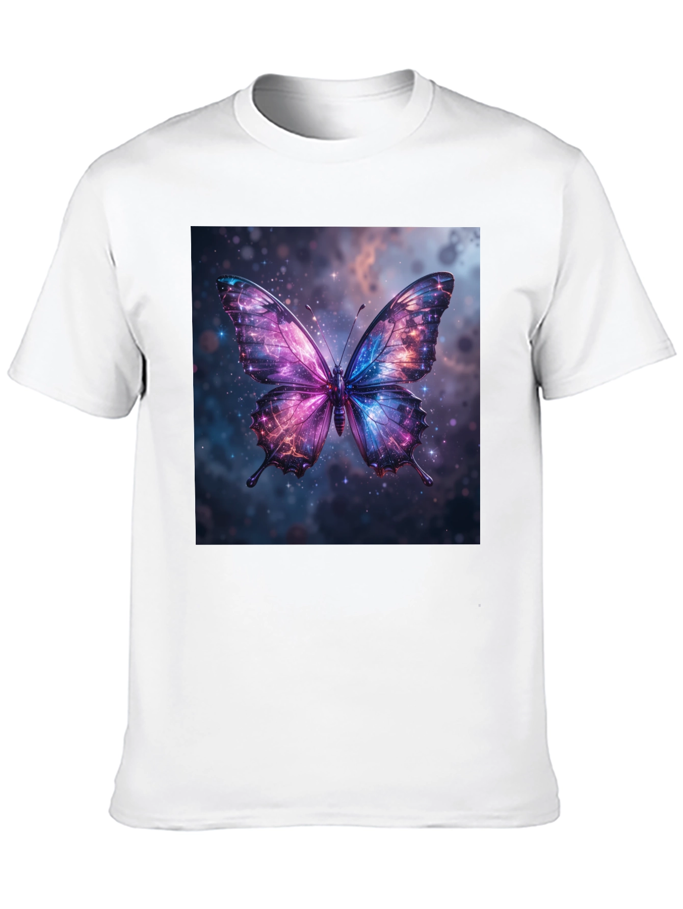 Galaxy Butterfly Graphic Print Black T-Shirt