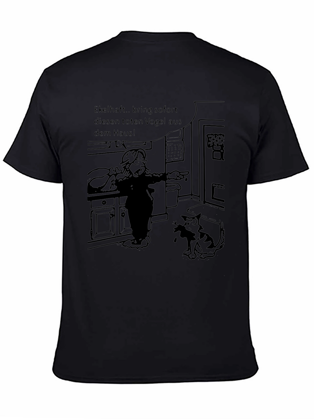 Humorous Cartoon Cat & Bird T-Shirt