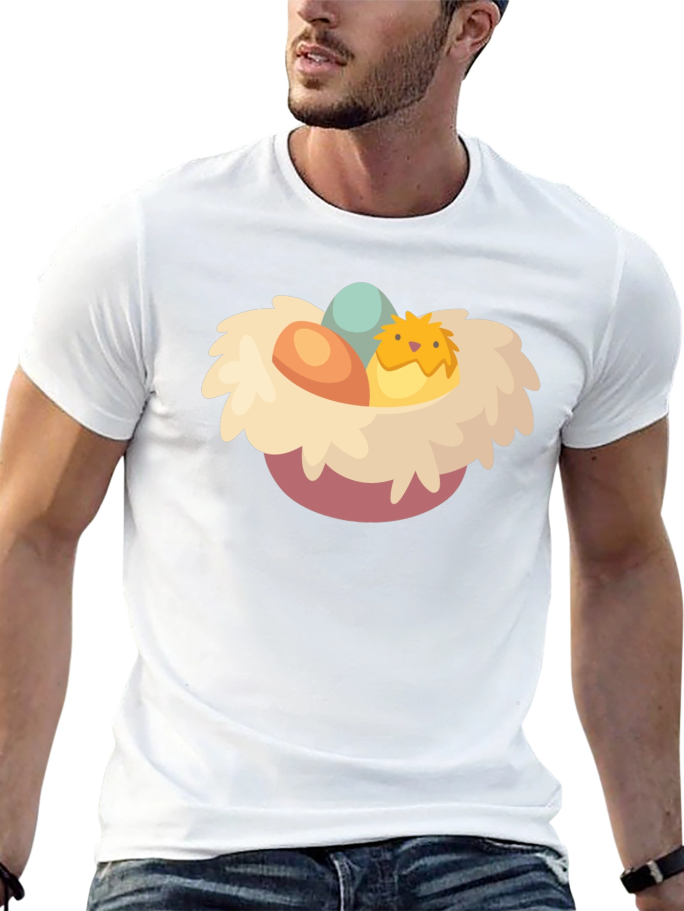 Cute Chick Easter Nest Graphic T-Shirt