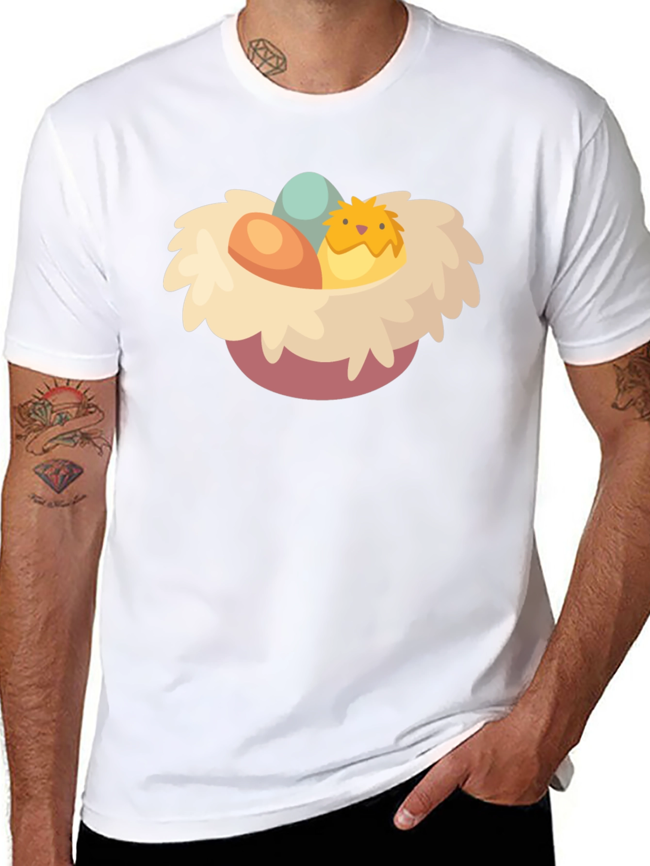 Cute Chick Easter Nest Graphic T-Shirt