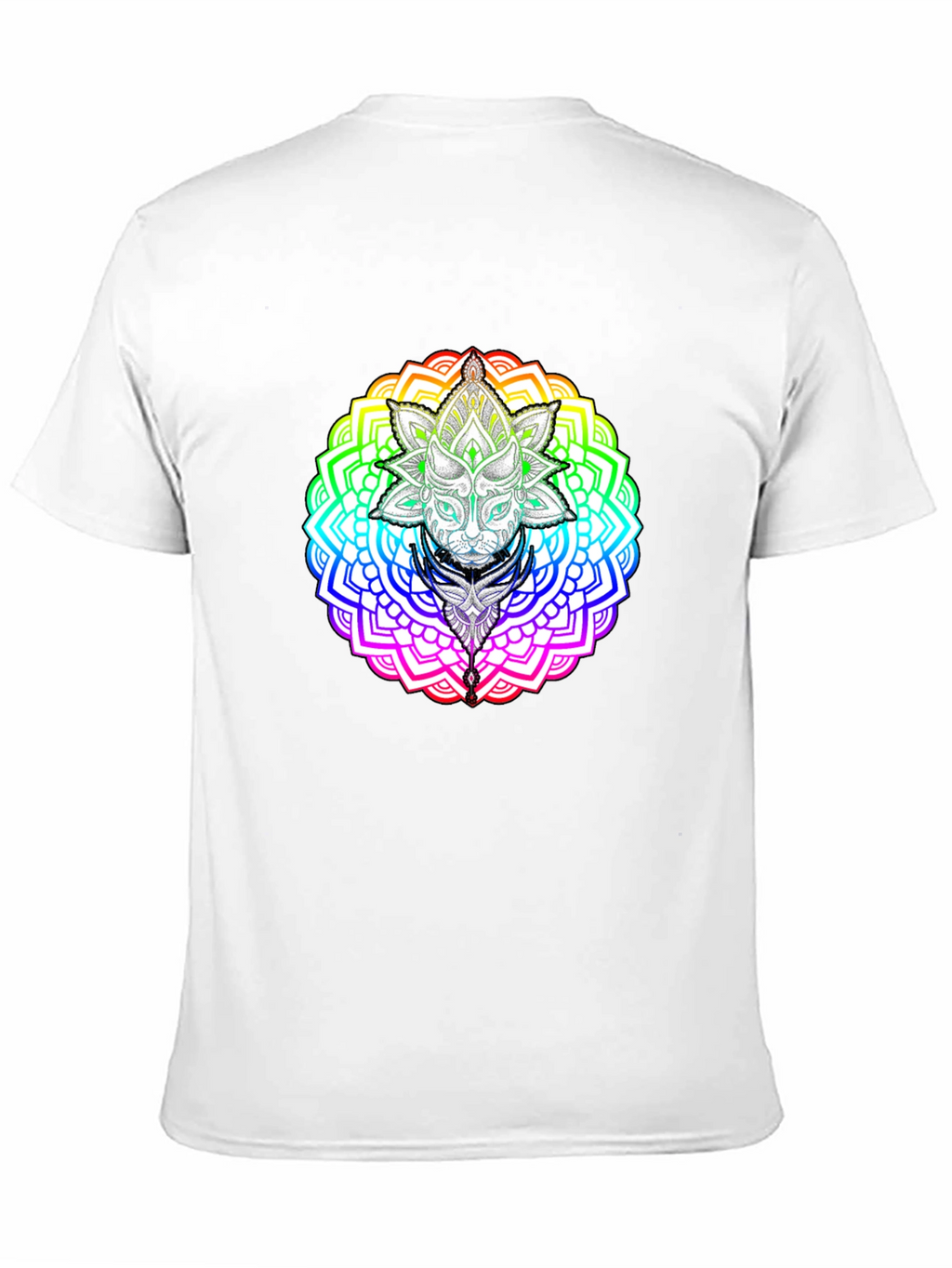 Rainbow Mandala Cat Graphic T-Shirt