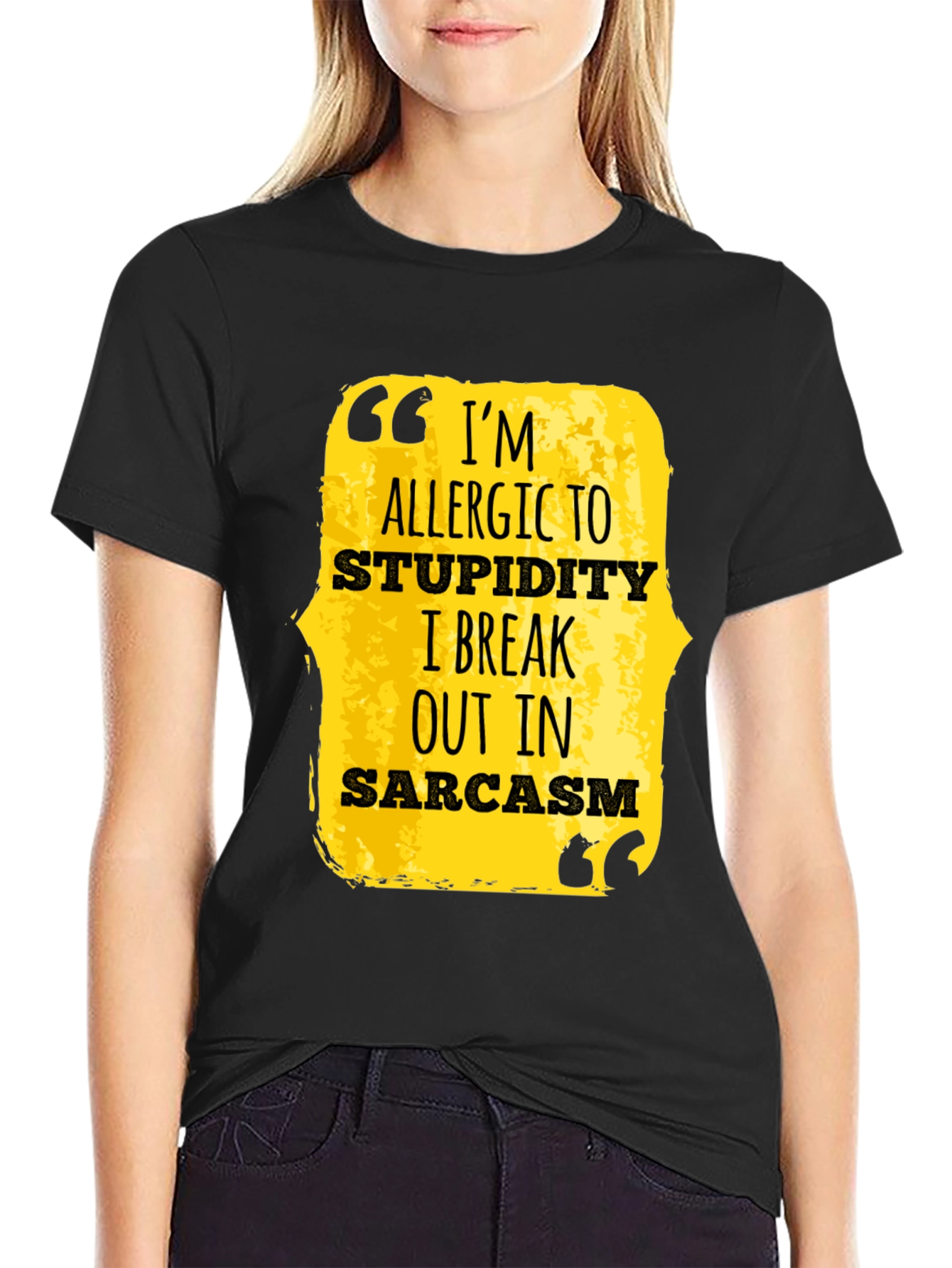 Sarcastic Statement Graphic Tee - Black