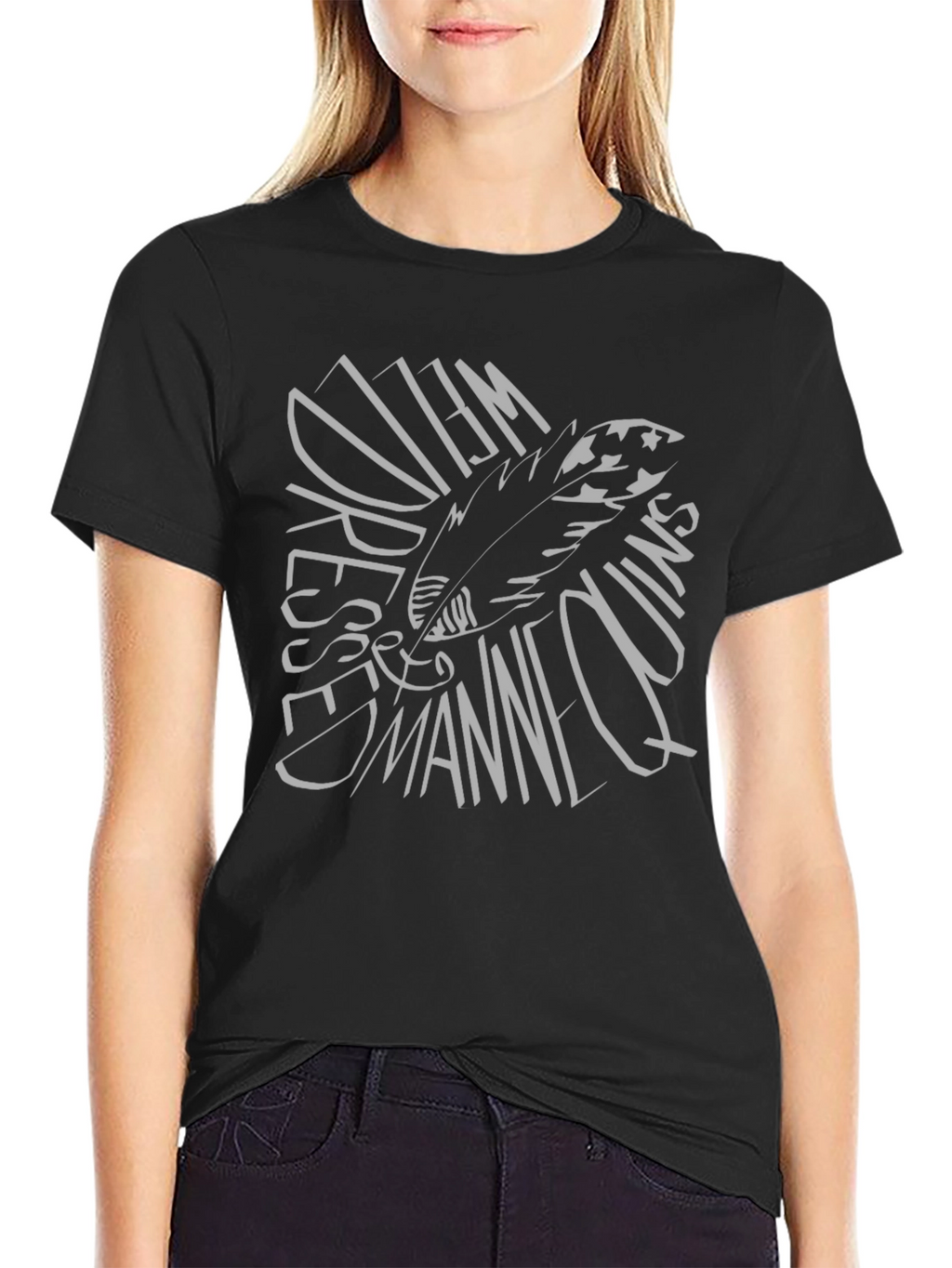 Feather Graphic Black T-Shirt