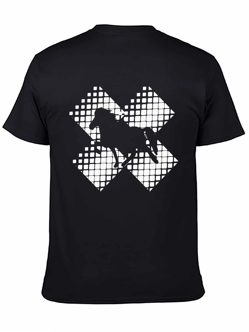 Black Horse Silhouette Grid Pattern Tee