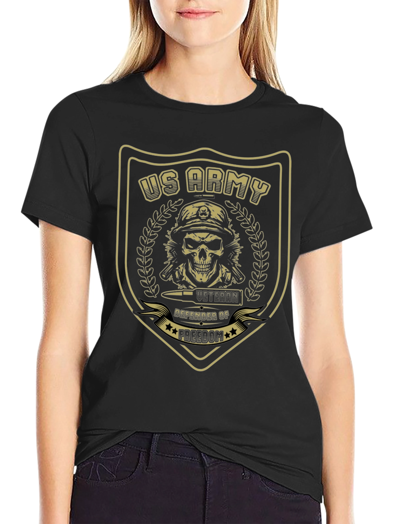 US Army Veteran Skull Graphic T-Shirt