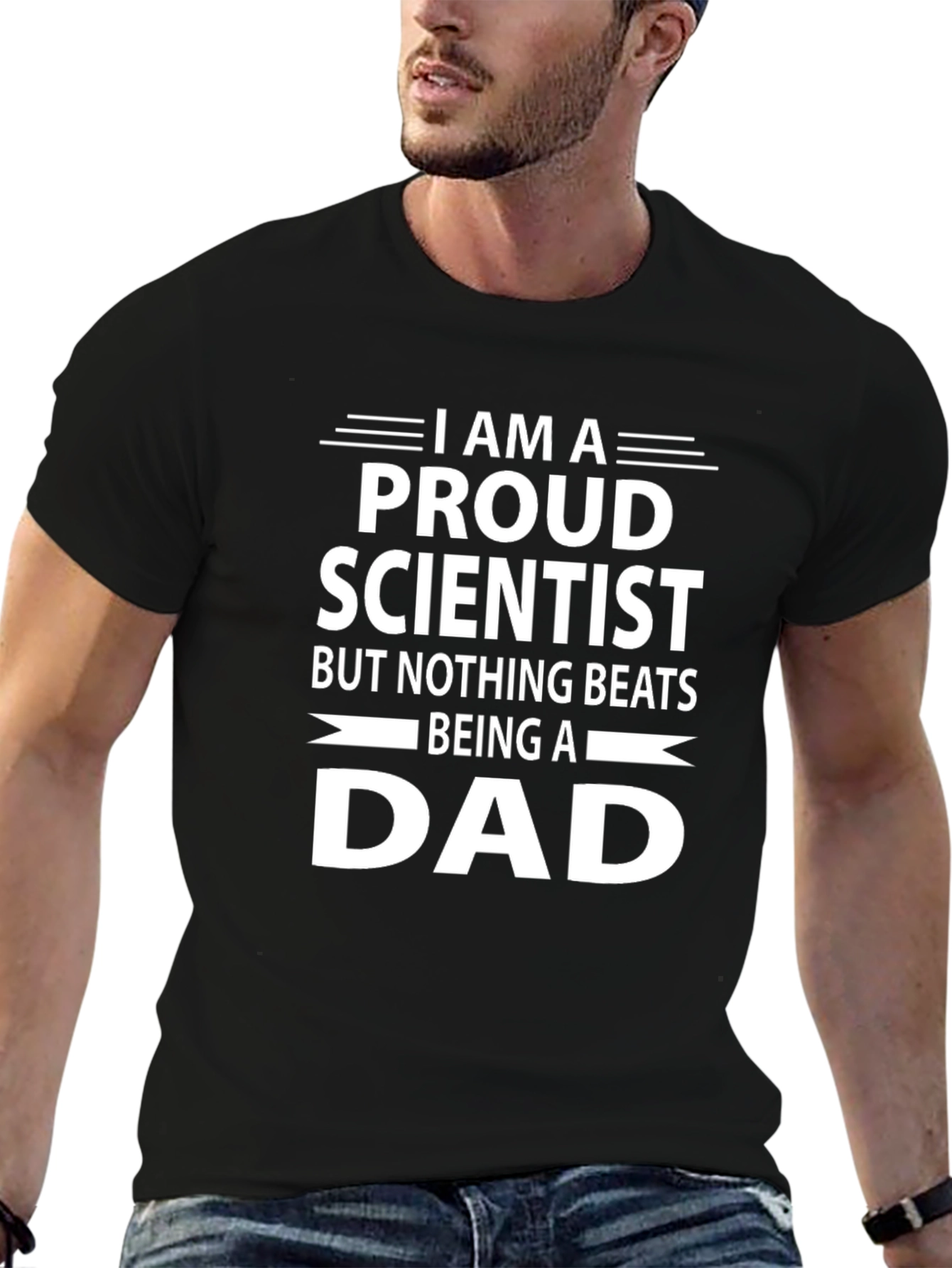 Proud Scientist Dad T-Shirt - Black Cotton Blend