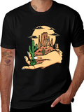 Desert Landscape Graphic Tee - Black Cotton T-Shirt