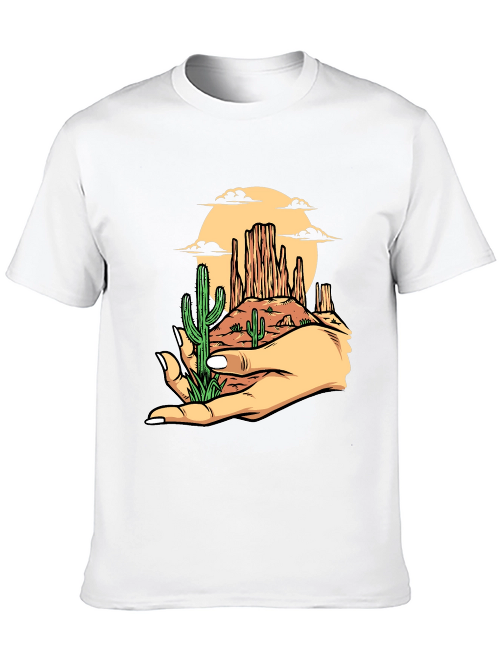 Desert Landscape Graphic Tee - Black Cotton T-Shirt