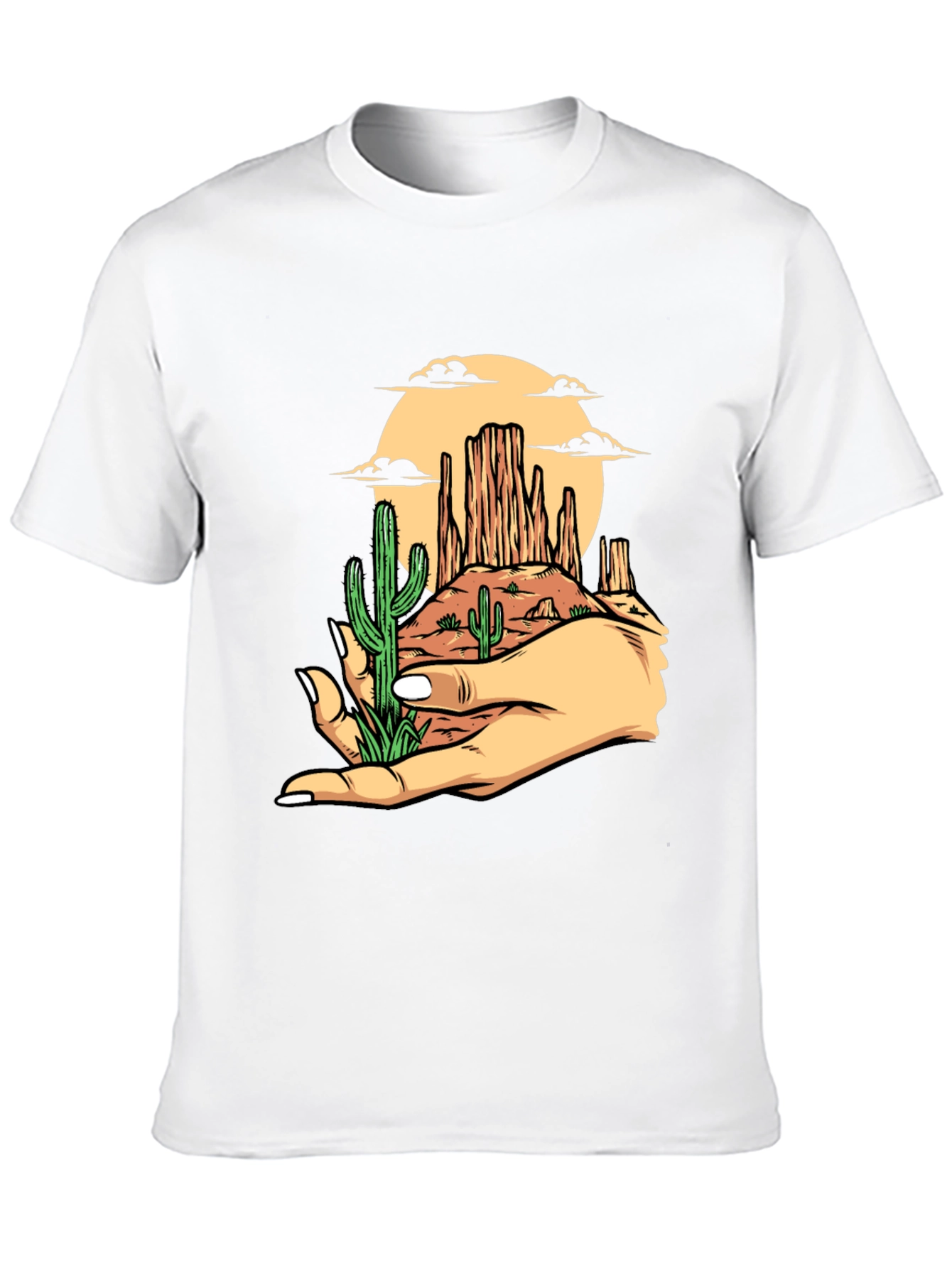 Desert Landscape Graphic Tee - Black Cotton T-Shirt
